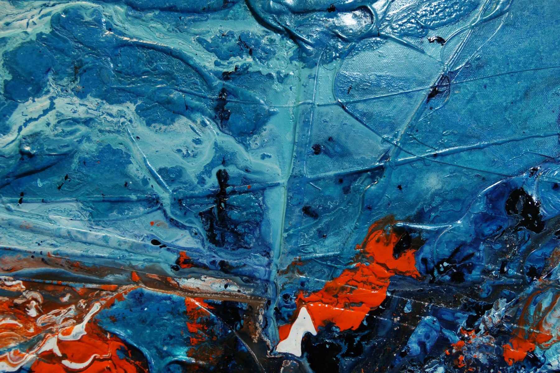Aqua Duct 190cm x 100cm Blue Orange Textured Abstract Painting (SOLD)-Abstract-[Franko]-[Artist]-[Australia]-[Painting]-Franklin Art Studio