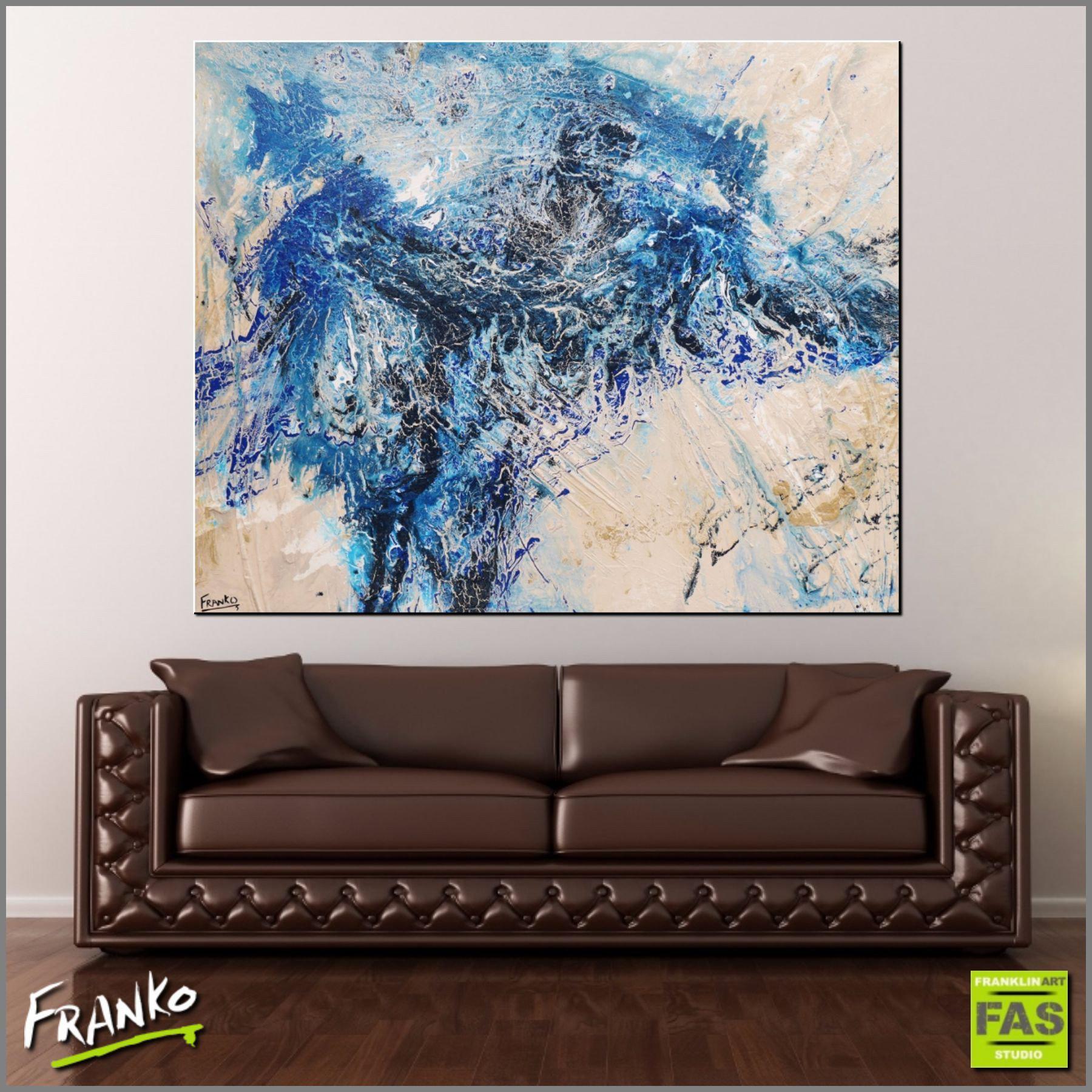 Be Inspired! Abstract Blue Creme (SOLD)-abstract-Franko-[huge]-[Australian]-[best Selling]-Franklin Art Studio