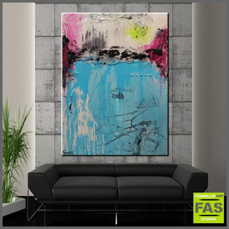 Be Inspired! Abstract Blue Pink (SOLD)-abstract-Franko-[Franko]-[huge_art]-[Australia]-Franklin Art Studio