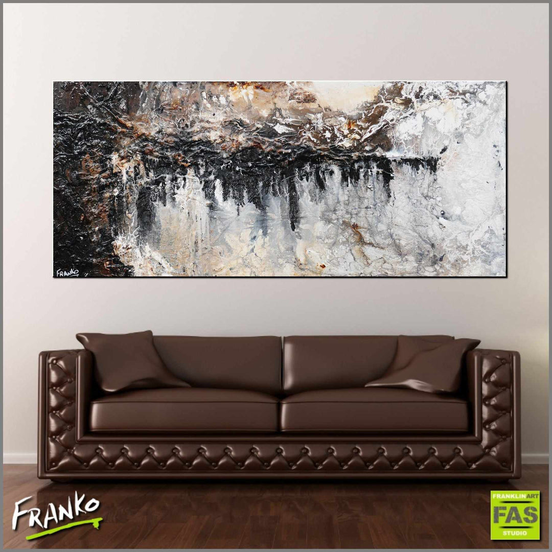 Blacked Out Rust 200cm x 80cm White Brown Rust Black Abstract Painting ...