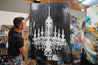 Chandelier Raw Class 140cm x 100cm Textured Urban Pop Art Painting (SOLD)-Urban Pop Art-[Franko Artist]-[Gold Coast]-[Brisbane]-[Huge]-Franklin Art Studio