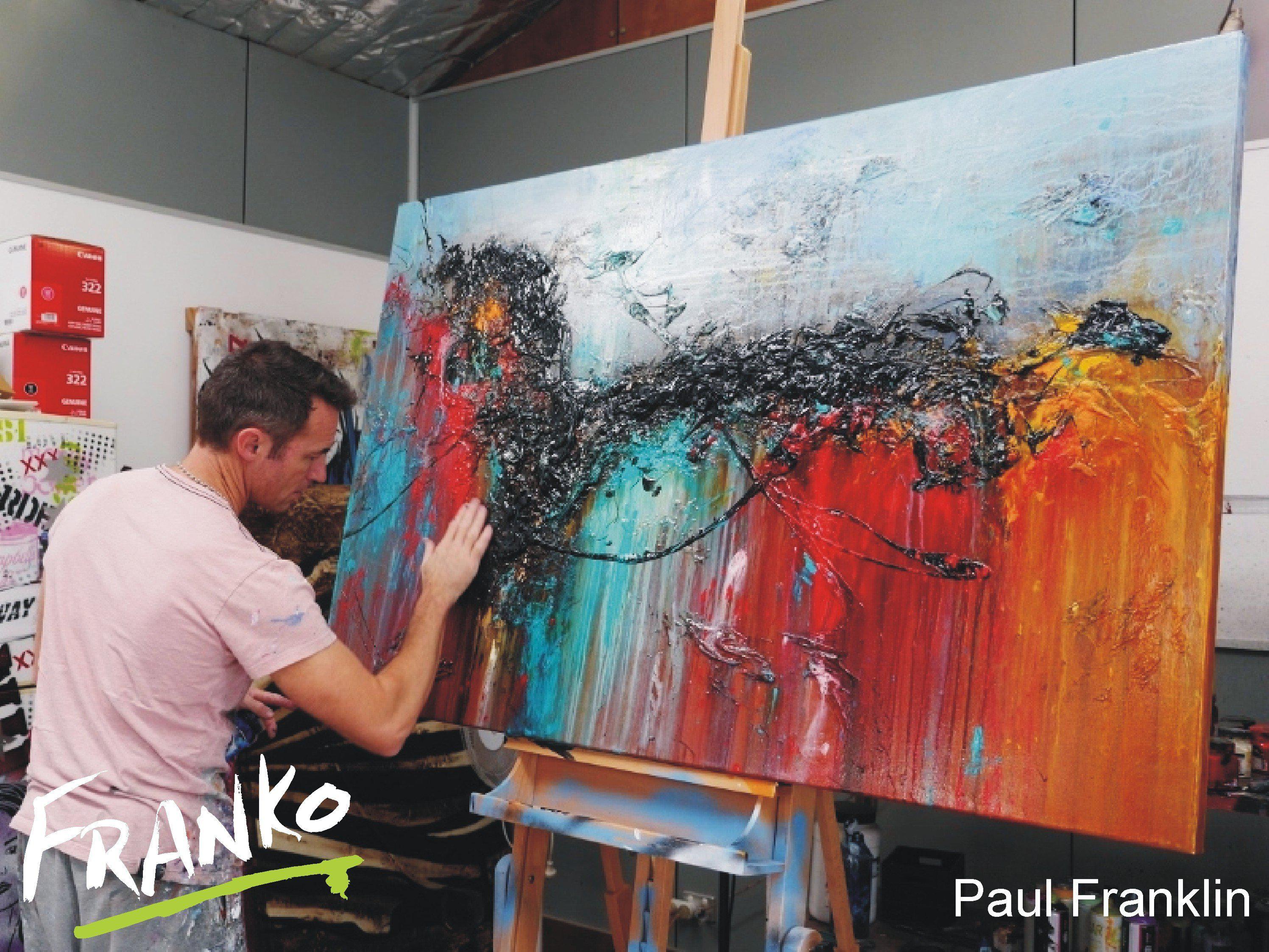 Cobalt Dash 160cm x 100cm Teal Red Abstract Painting (SOLD)-abstract-Franko-[franko_artist]-[Art]-[interior_design]-Franklin Art Studio