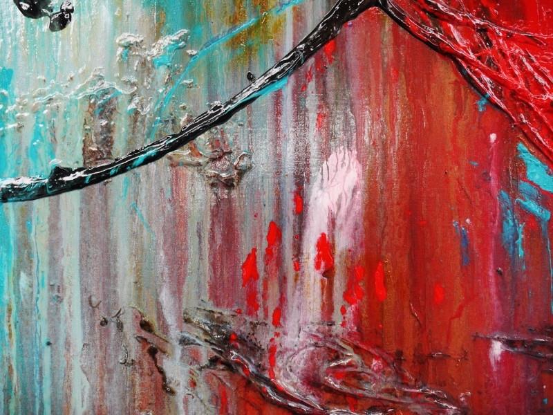 Cobalt Dash 160cm x 100cm Teal Red Abstract Painting (SOLD)