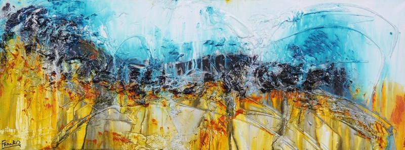 De De Da 160cm x 60cm Blue Yellow Abstract Painting (SOLD)-abstract-[Franko ]-[Gallery]-[popular]-[Australia]-Franklin Art Studio