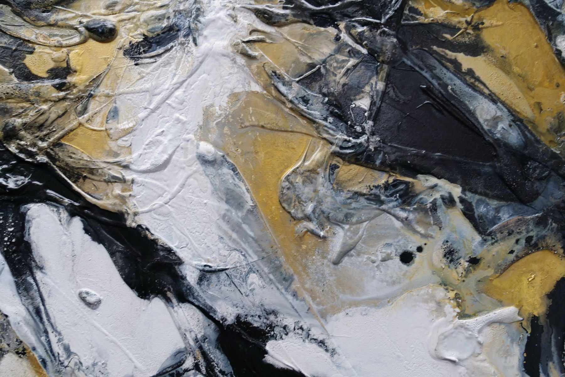 Golden Pearl 200cm x 120cm Black Gold White Textured Abstract Painting (SOLD)