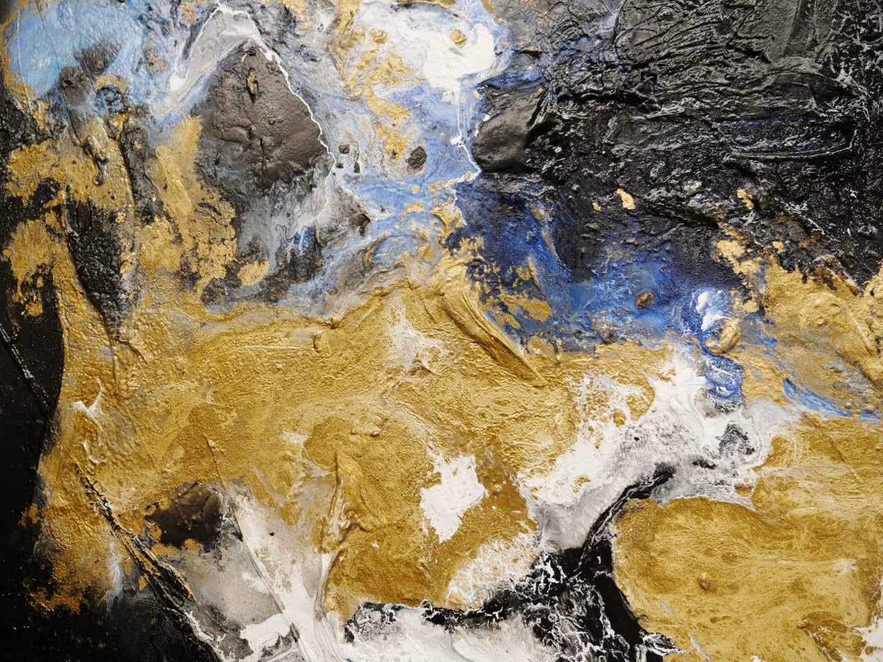 Golden Potion 190cm x 100cm Paynes Grey Gold Black Textured Abstract Painting (SOLD)