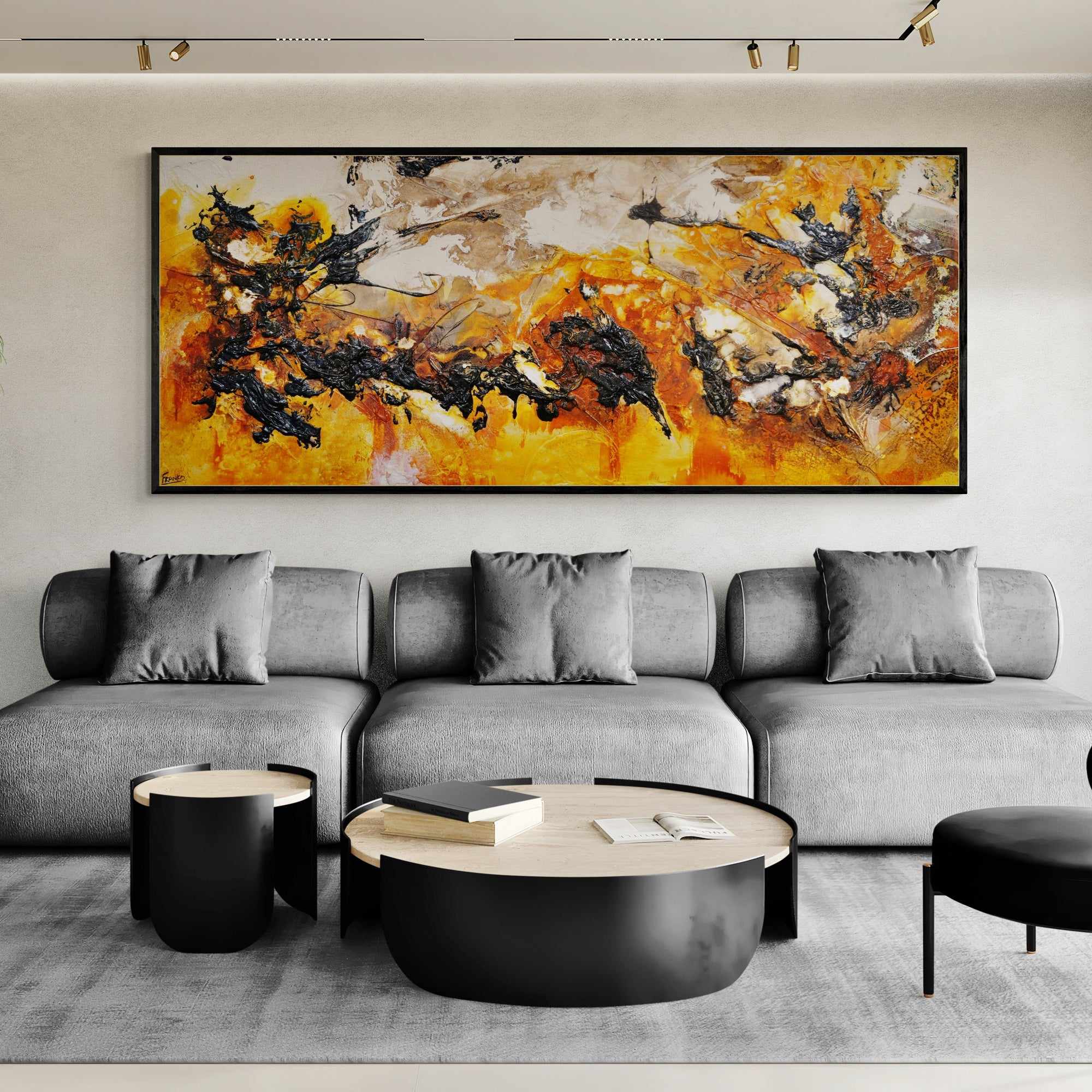 Illicit Sienna 240cm x 100cm Rust Sienna Textured Abstract Painting (S