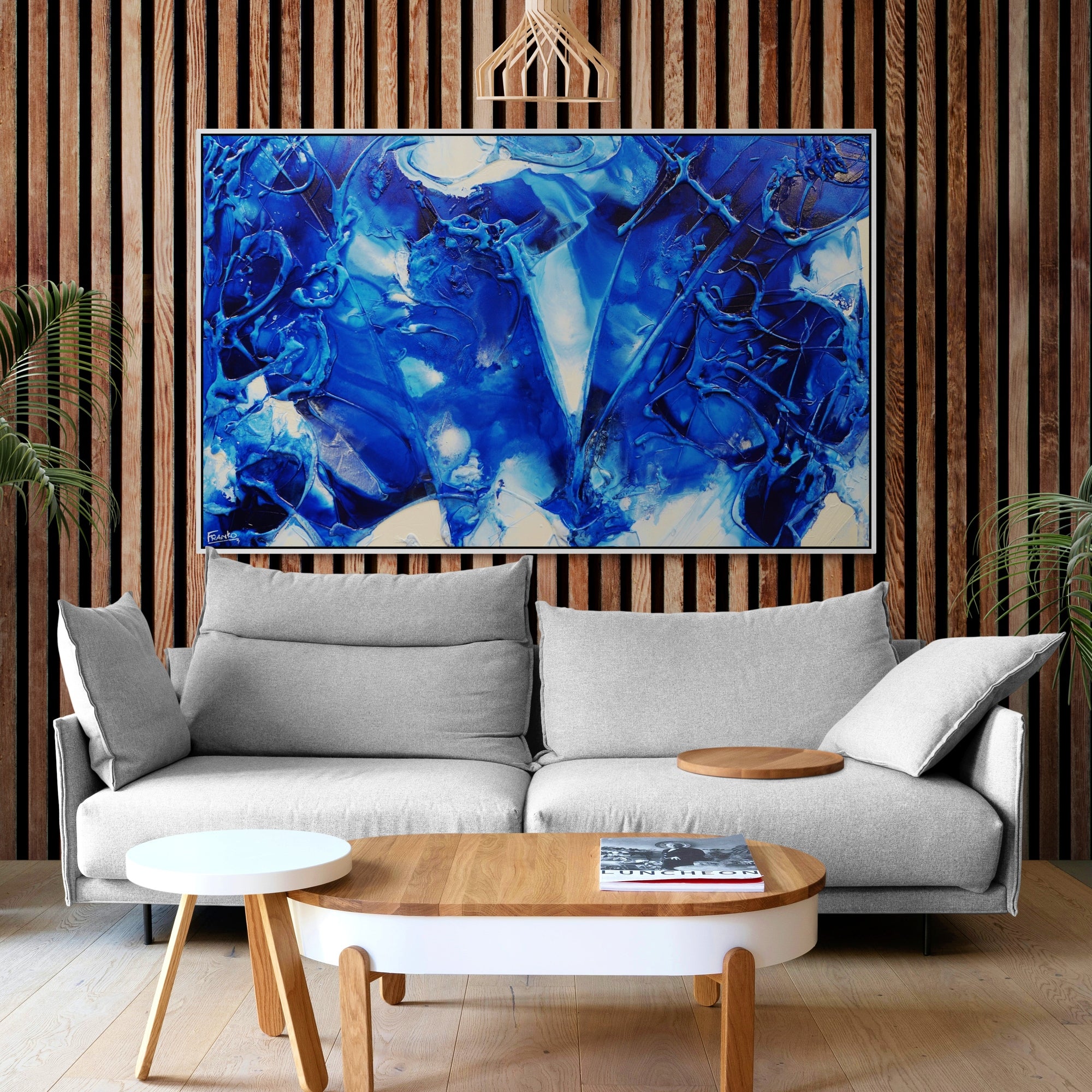 Aquatica 160cm x 100cm Blue White Textured Abstract Painting