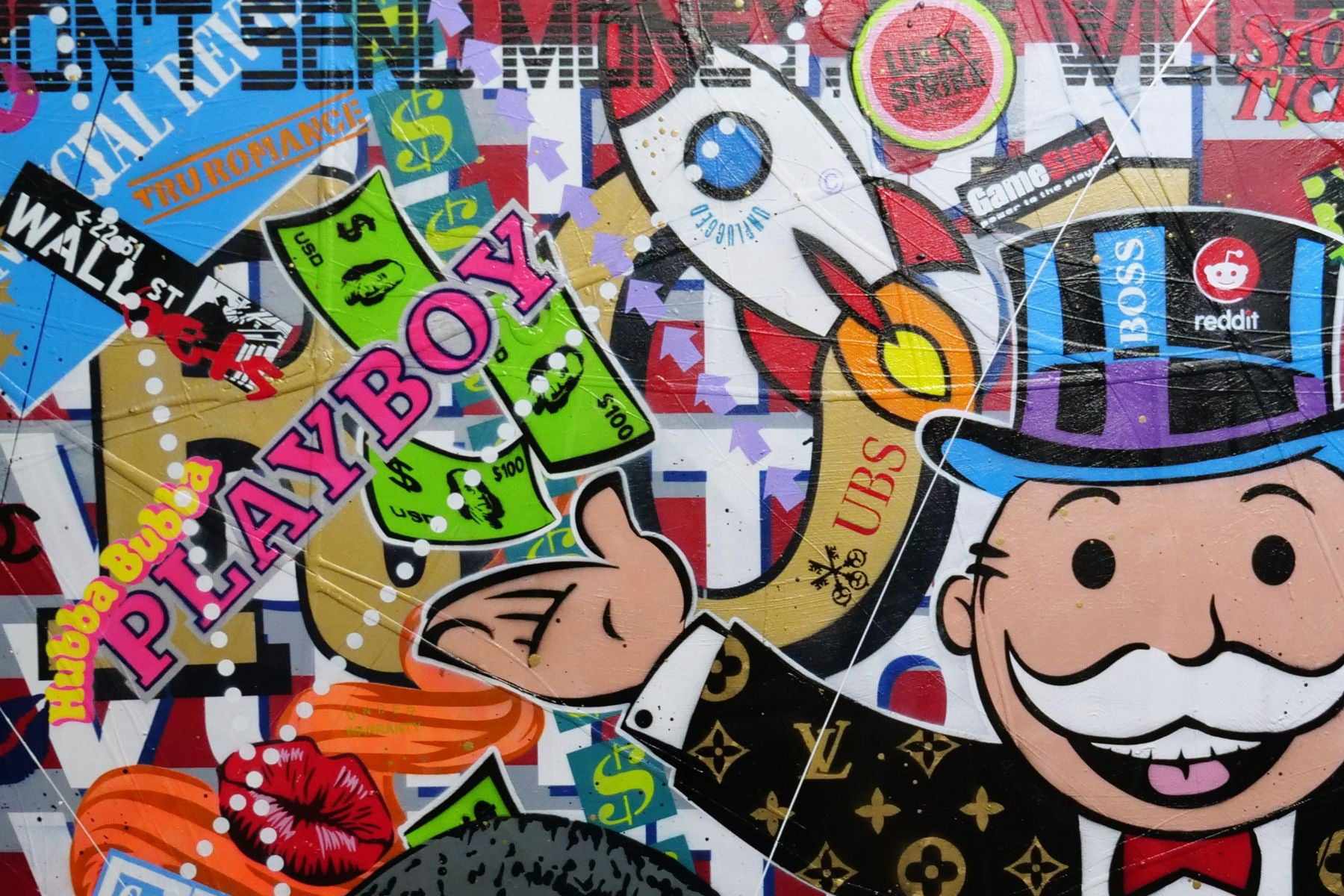 Monopoly Stock Picker 250cm x 150cm Textured Urban Pop Art Painting (SOLD)