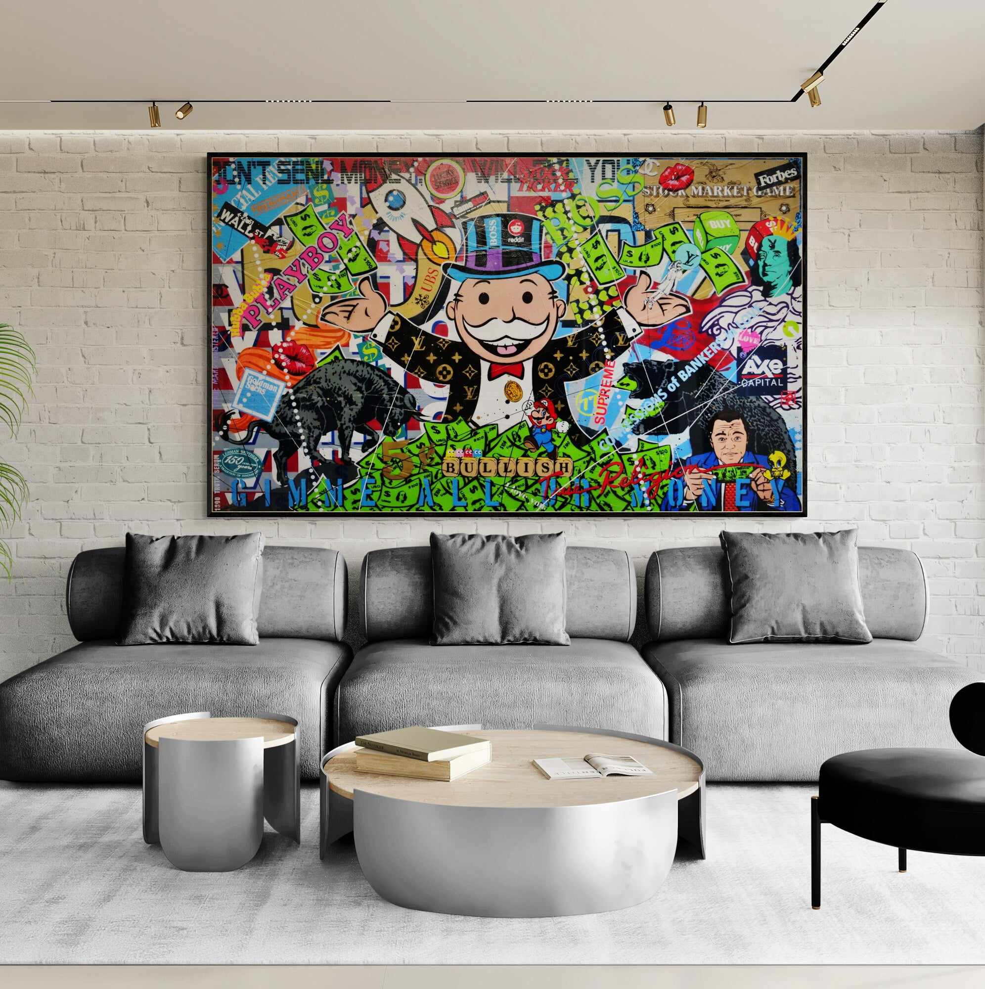 Monopoly Stock Picker 250cm x 150cm Textured Urban Pop Art Painting (SOLD)-Urban Pop Art-Franko-[huge]-[Australian]-[best Selling]-Franklin Art Studio