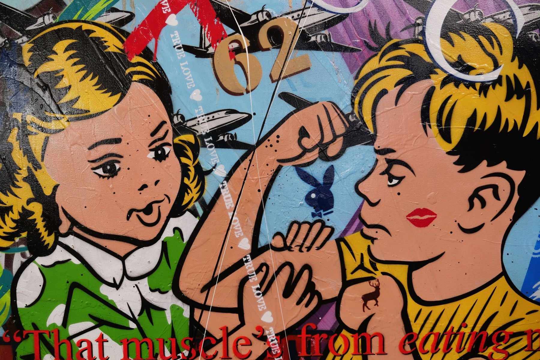 Now That's Some Muscle 120cm x 150cm Carnation Milk Muscle Textured Urban Pop Art Painting (SOLD)