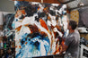 Oxide and Rust 150cm x 150cm Rust Blue White Textured Abstract Painting (SOLD)-Abstract-Franko-[franko_art]-[beautiful_Art]-[The_Block]-Franklin Art Studio