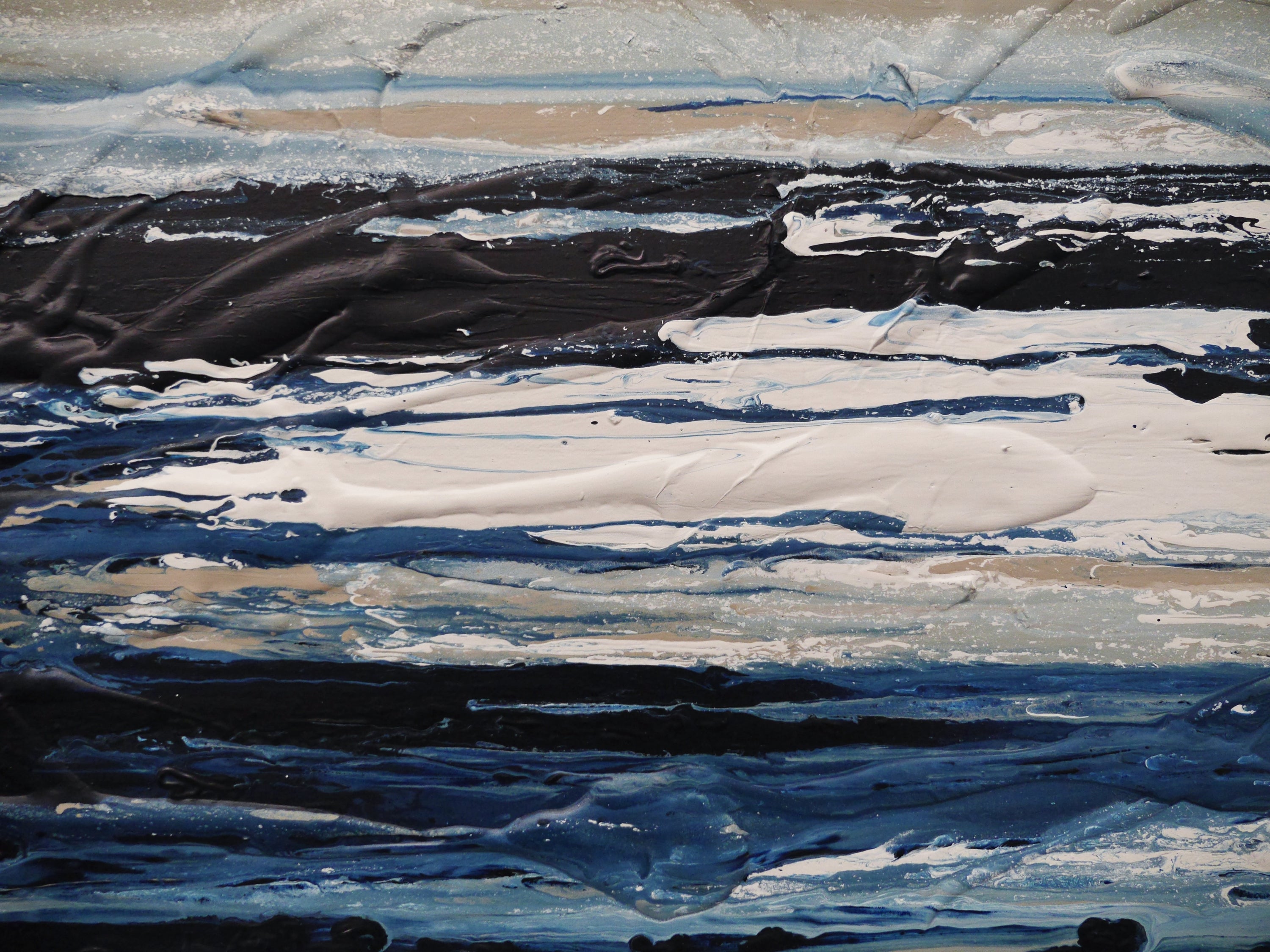 Midnight Mumbo 160cm x 60cm Navy, Blues, Malt, White Textured Abstract Painting (SOLD)