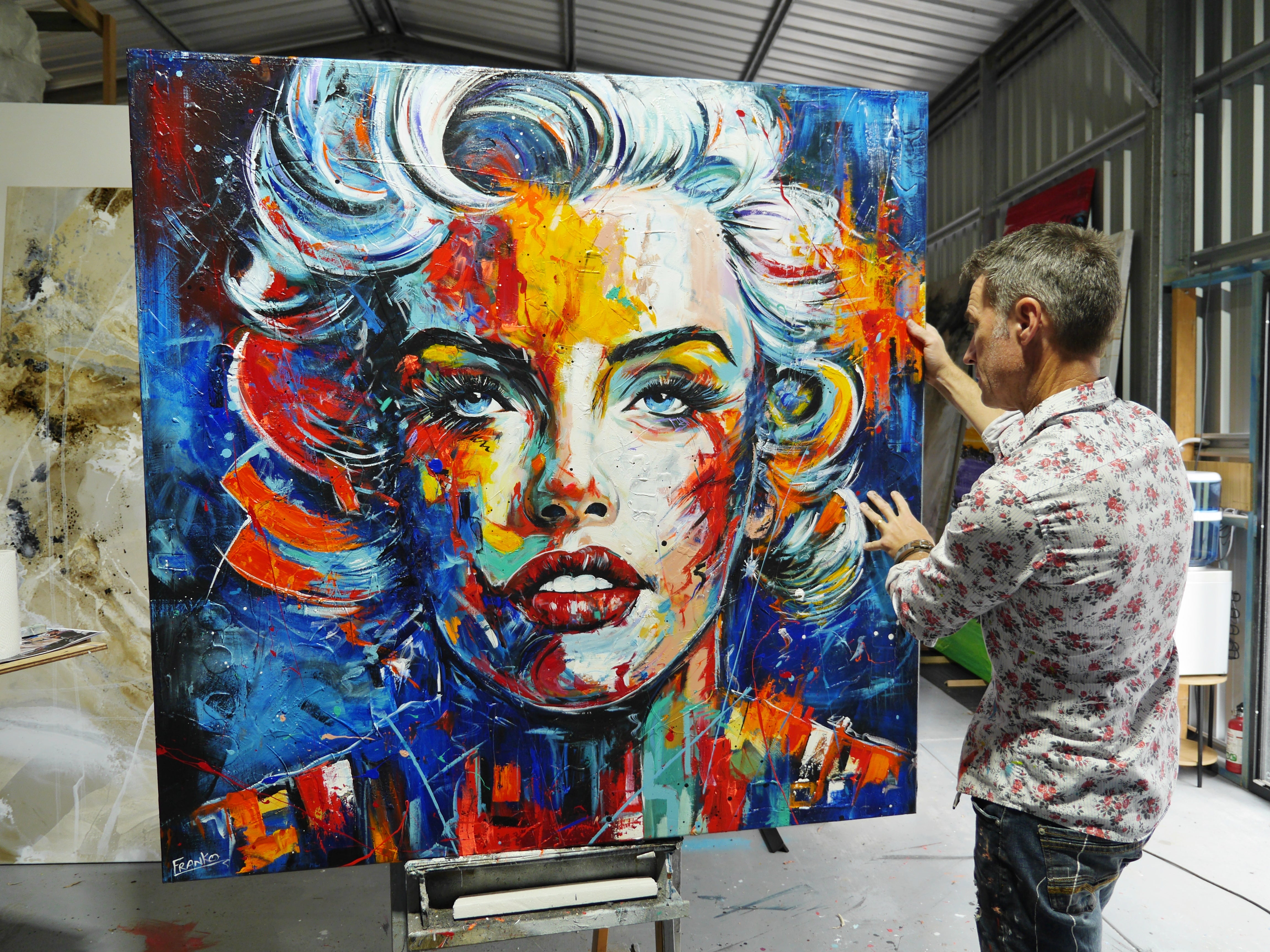 Wicked M 150cm x 150cm Marilyn Munroe Textured Abstract Realism Painting-abstract realism-[Franko]-[Australian]-[Popular]-[Best Selling]-Franklin Art Studio