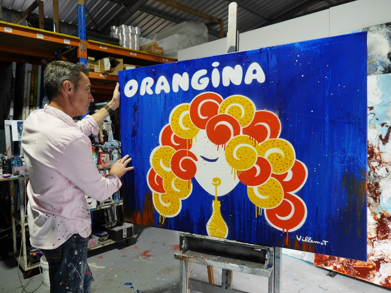 French Orangina 140cm x 100cm Textured Urban Pop Art Painting-Urban Pop Art-[Franko]-[Australian]-[Popular]-[Best Selling]-Franklin Art Studio