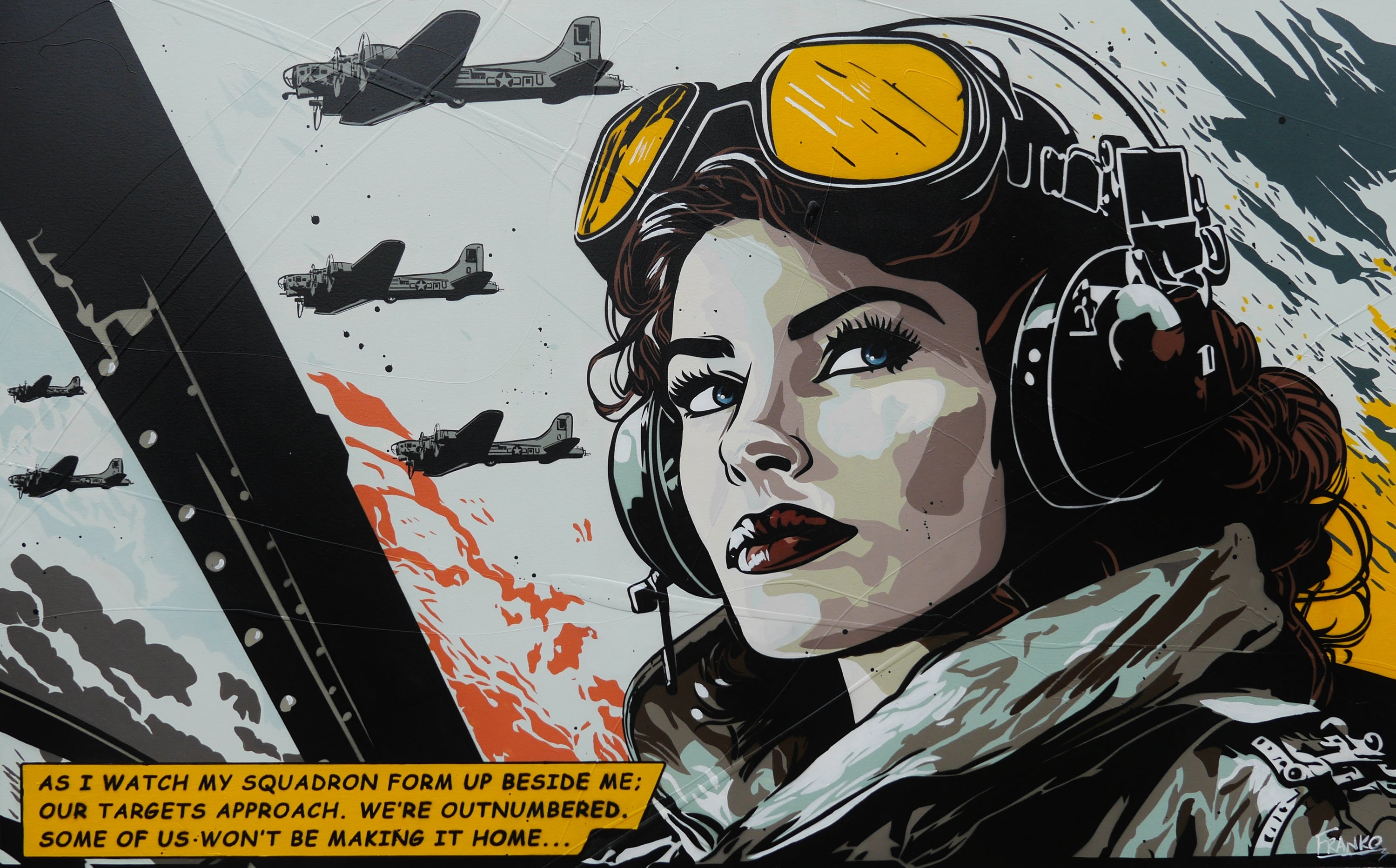 The Squadron 160cm x 100cm Pilot Classic Pop Art Painting (SOLD)