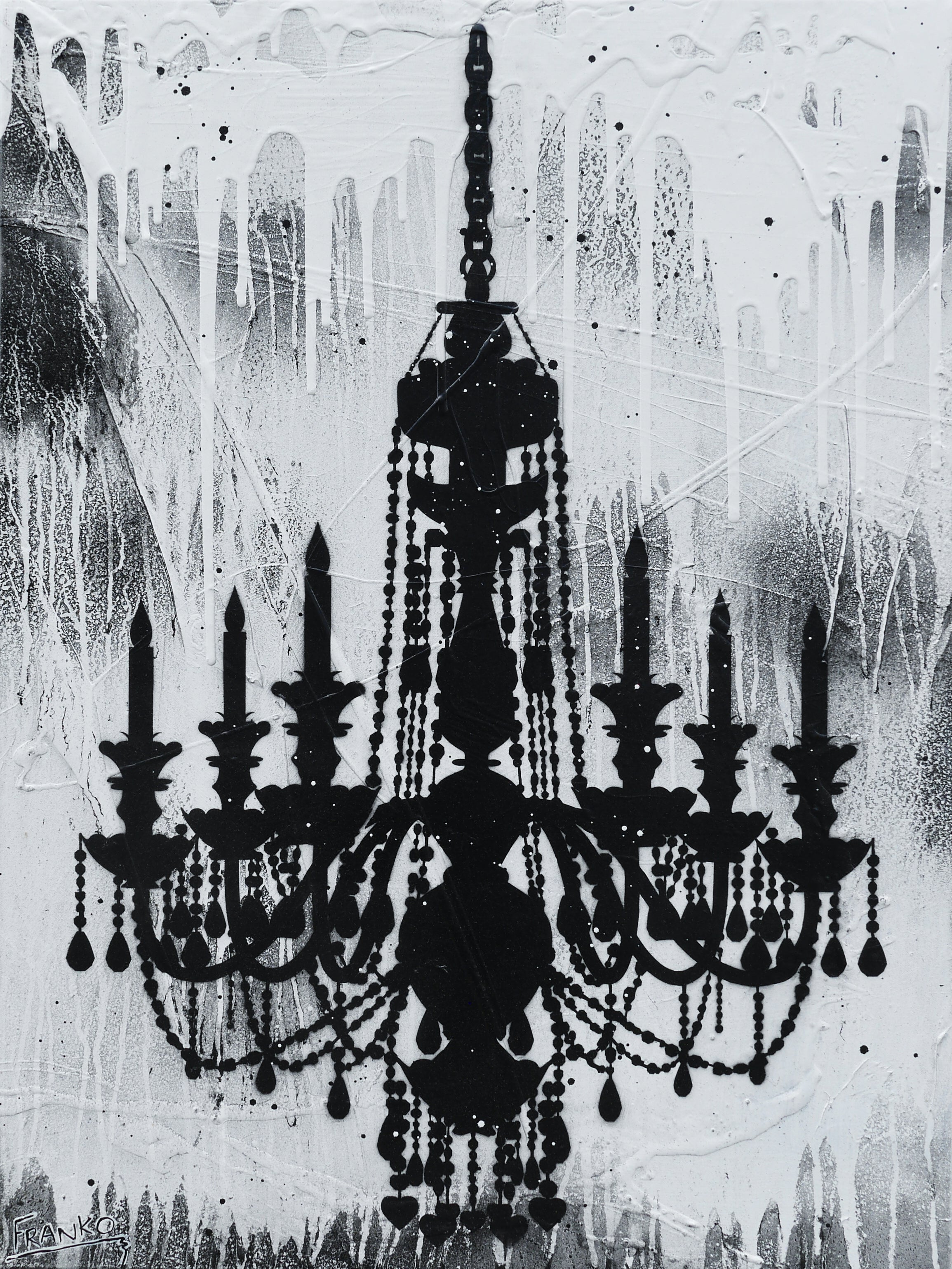 Blaq Glass 75cm x 100cm Chandelier Textured Urban Pop Art Painting