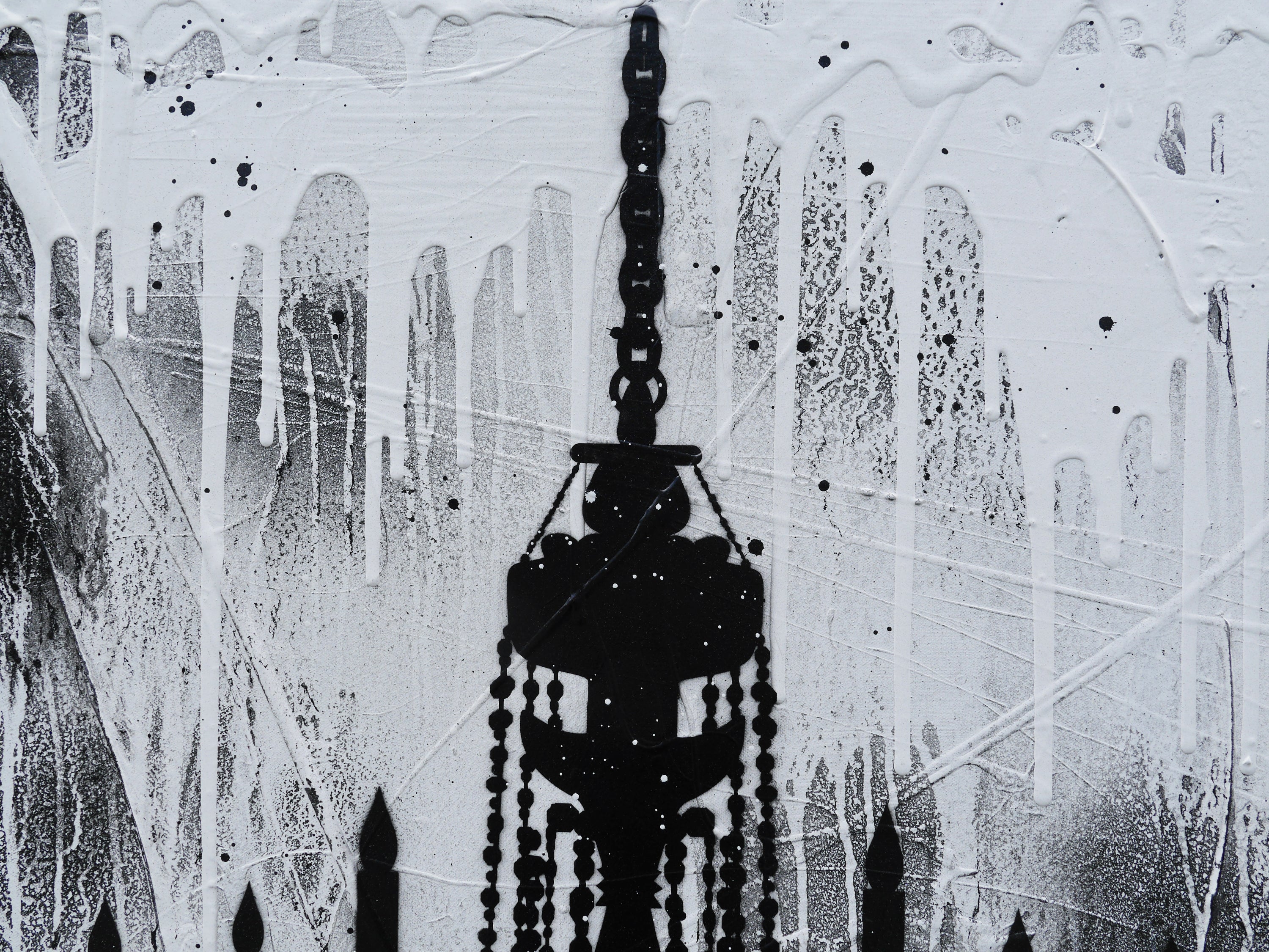 Blaq Glass 75cm x 100cm Chandelier Textured Urban Pop Art Painting