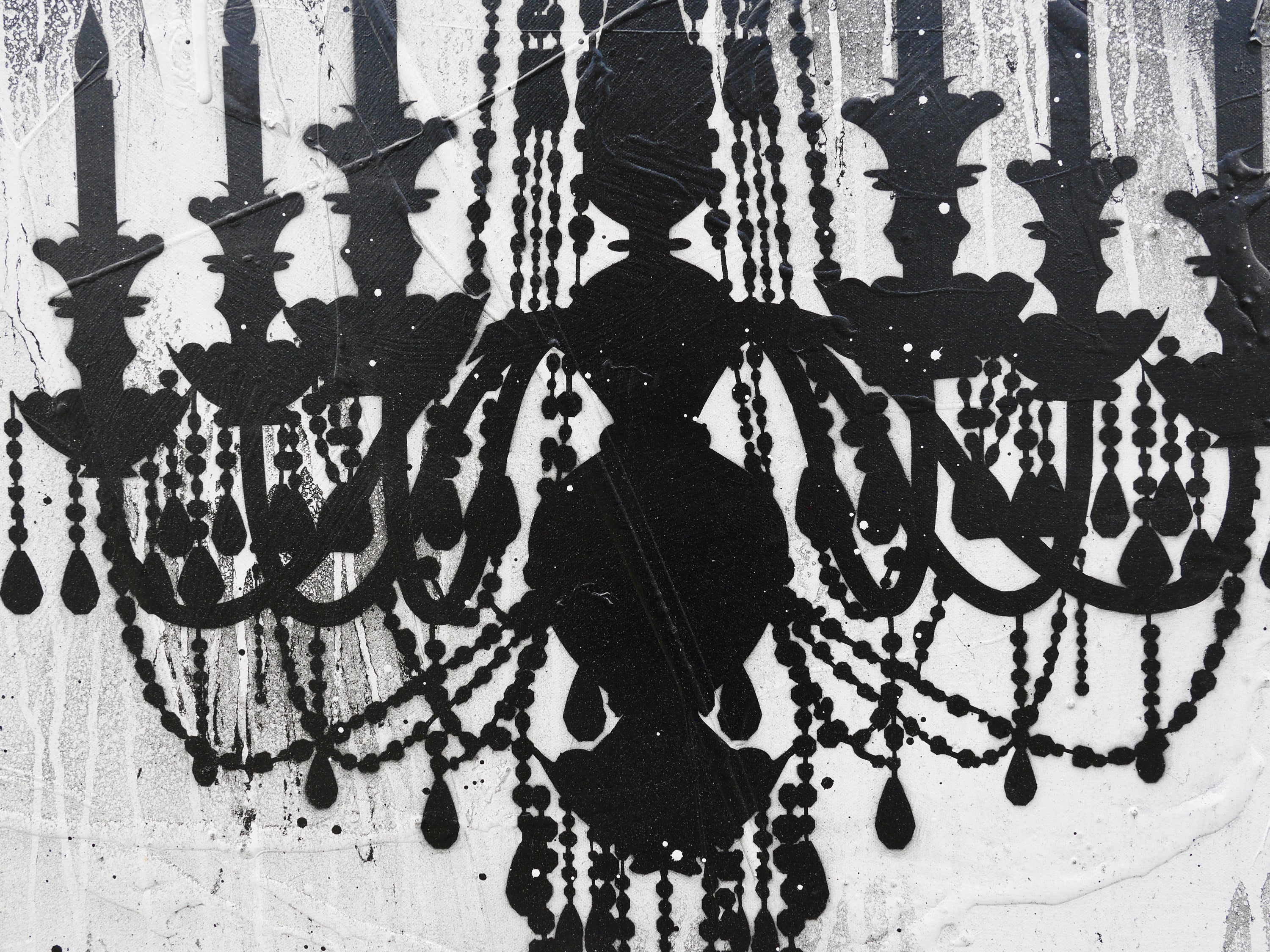 Blaq Glass 75cm x 100cm Chandelier Textured Urban Pop Art Painting