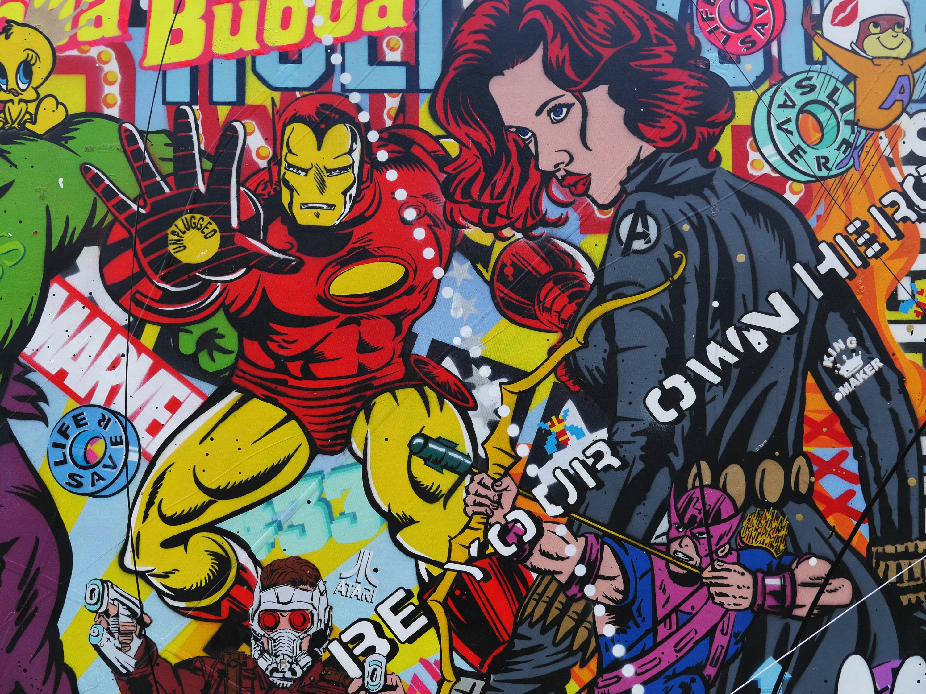 Heroes and More 270cm x 120cm Textured Urban Pop Art Painting (SOLD)