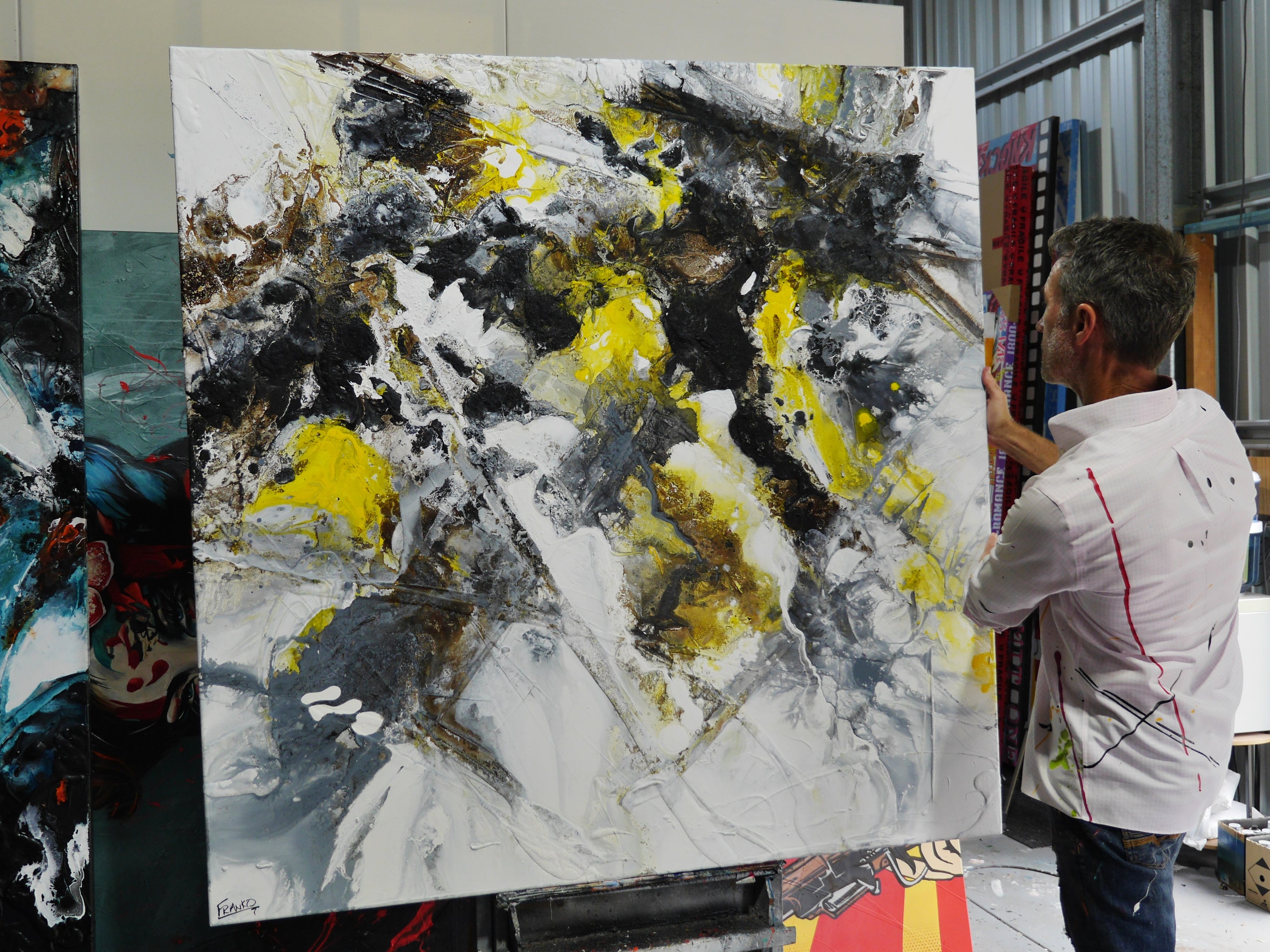 Organically Yellow 150cm x 150cm Textured Abstract Painting