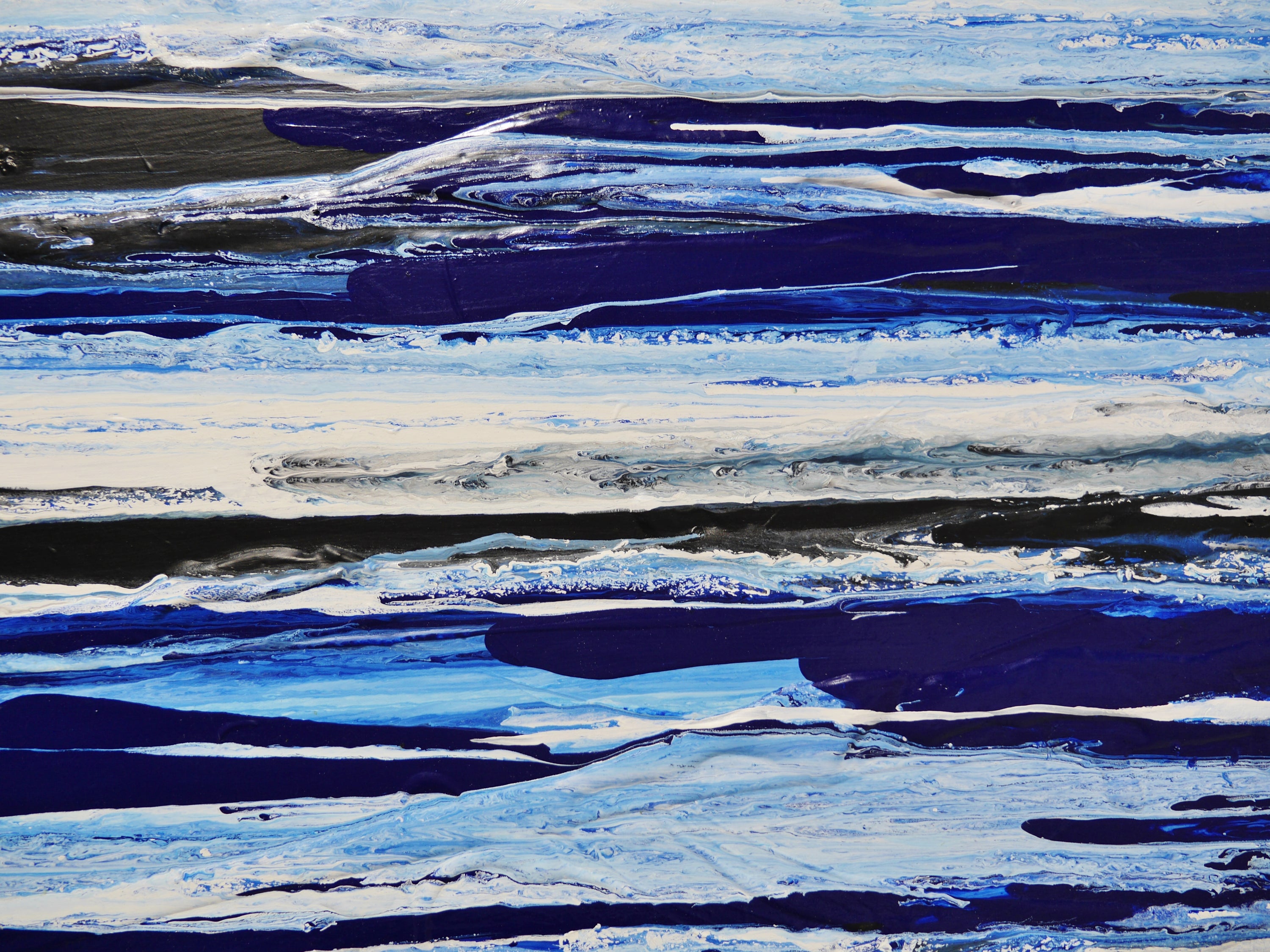 Sapphire Flow 200cm x 80cm Blue White Black Textured Abstract Painting