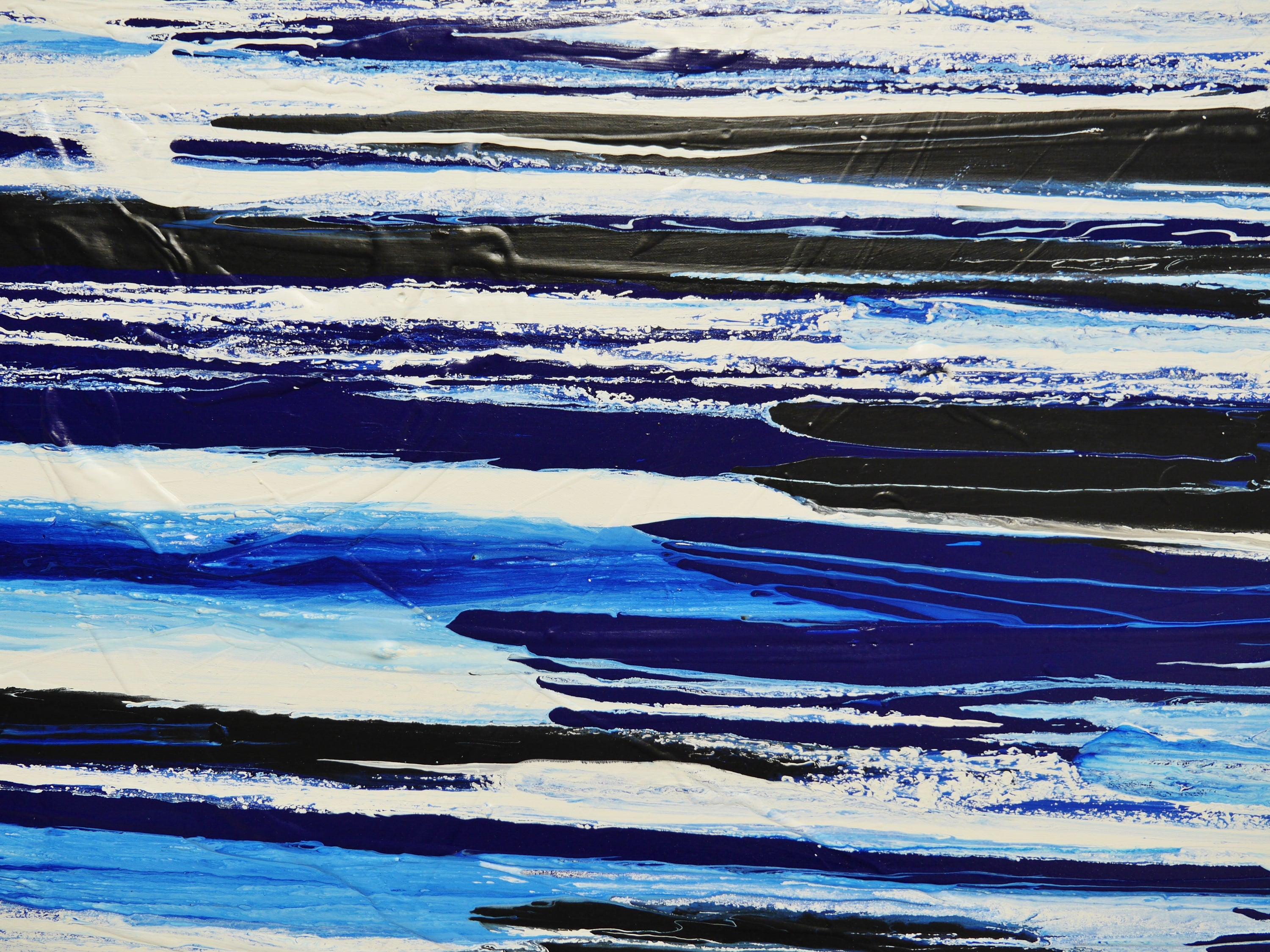 Sapphire Flow 200cm x 80cm Blue White Black Textured Abstract Painting