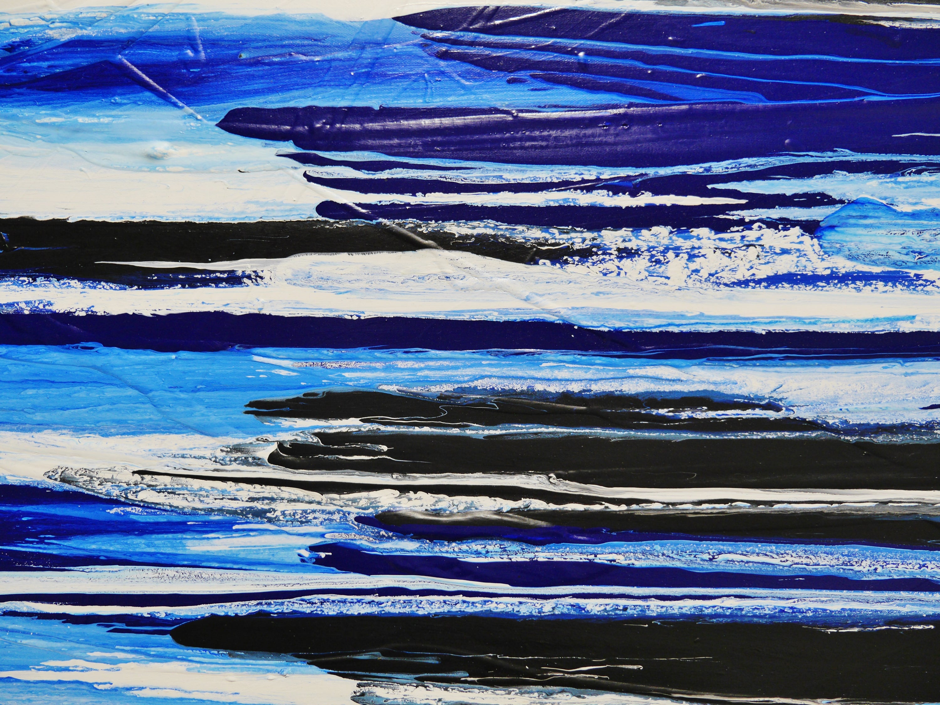 Sapphire Flow 200cm x 80cm Blue White Black Textured Abstract Painting