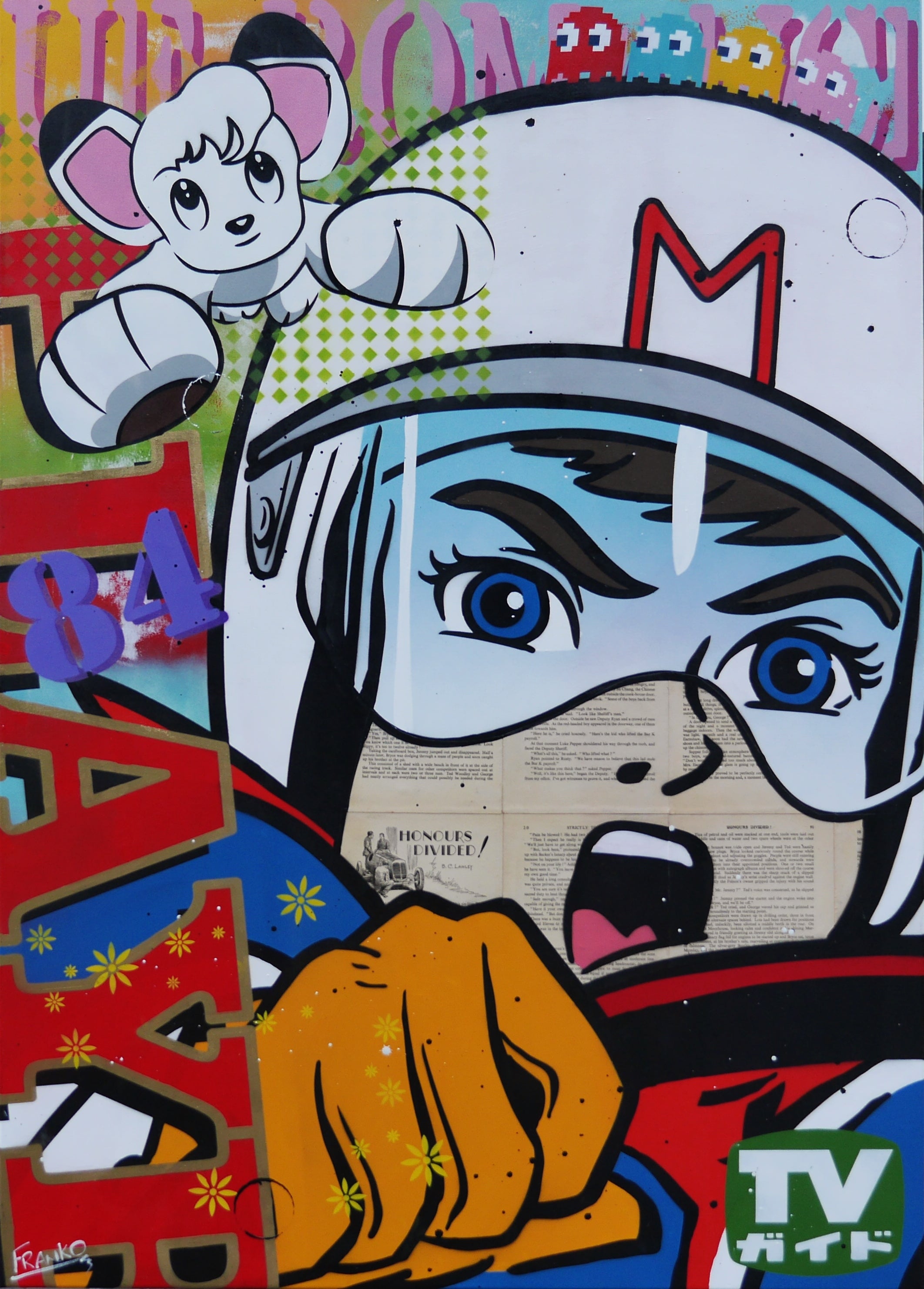 Speeding '84 100cm x 140cm Speed Racer Vintage Urban Pop Book Club Painting