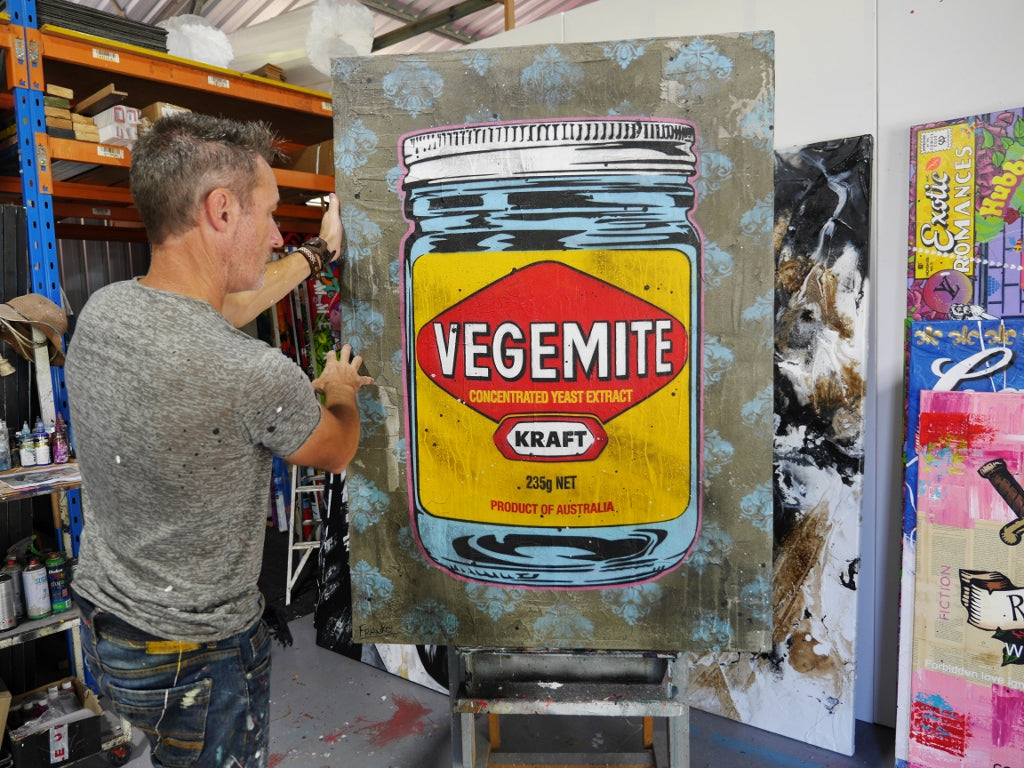 Extracted 100cm x 140cm Vegemite Concrete Textured Urban Pop Art Painting