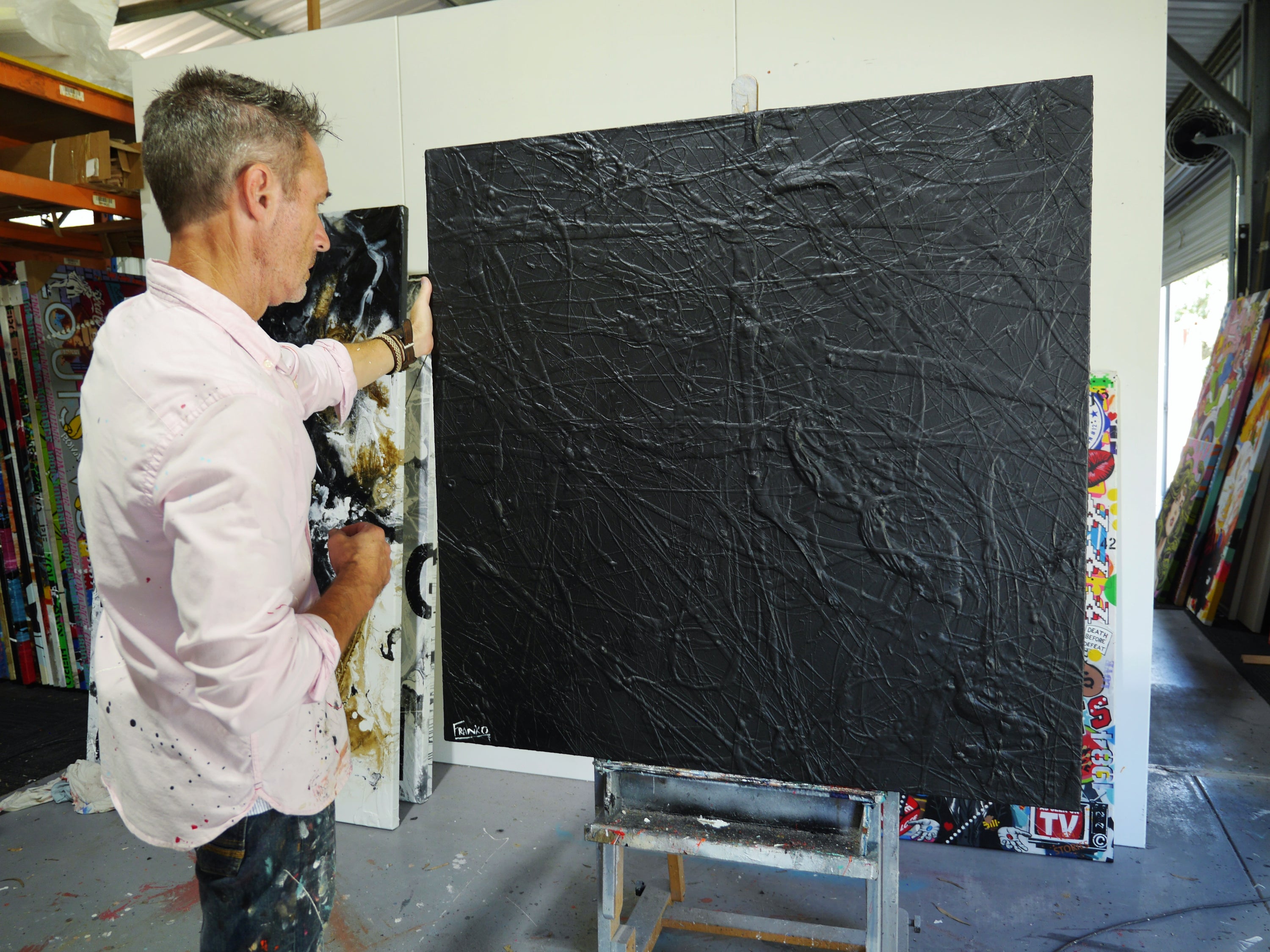 Wicked Nero 120cm x 120cm Black Textured Abstract Painting