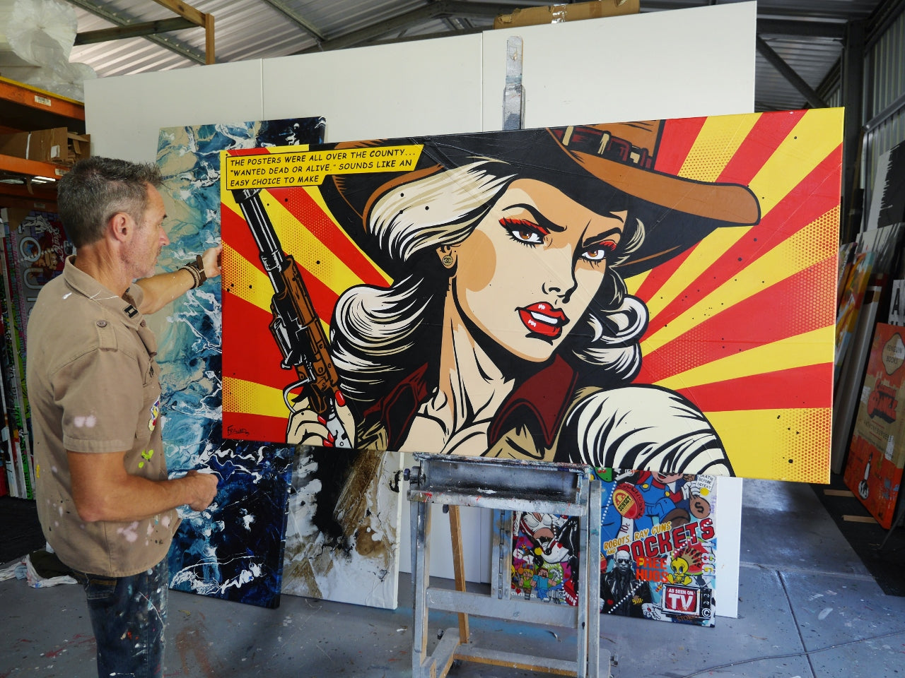 All Over The County 190cm x 100cm Cowgirl Classic Pop Art Painting