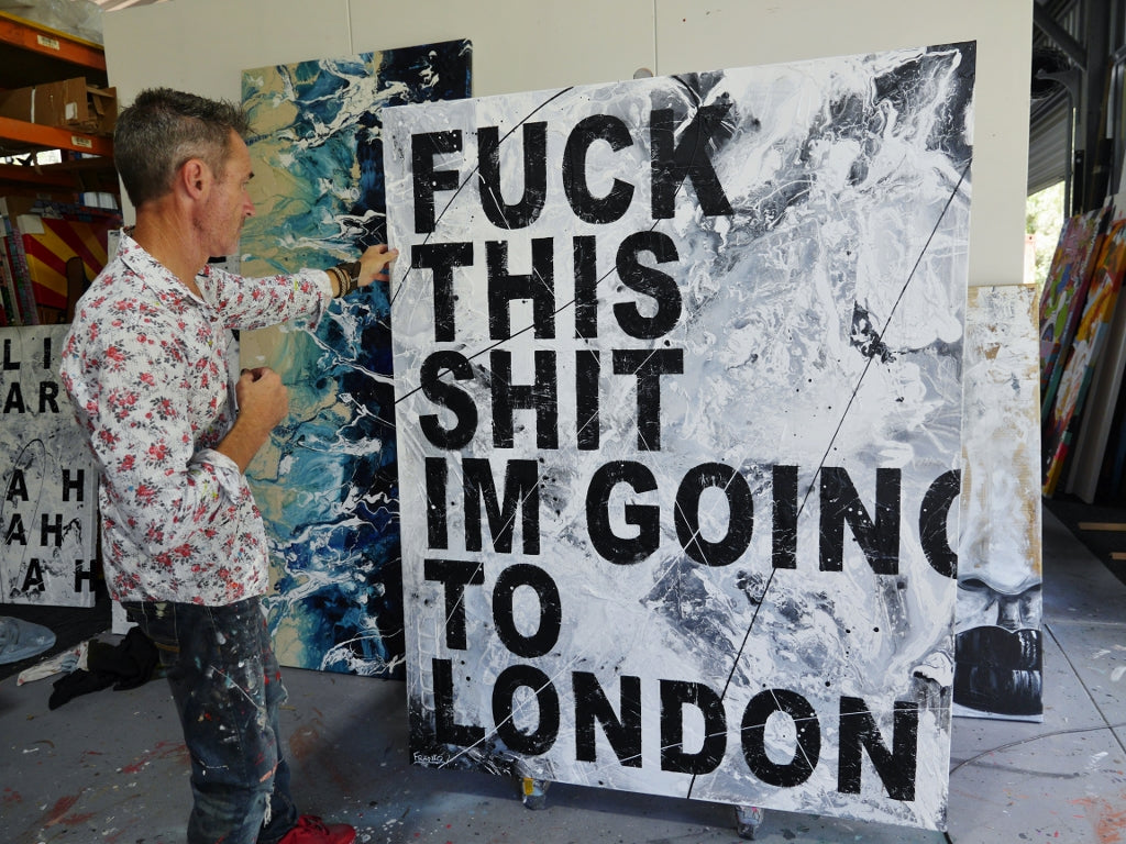 London Calls 140cm x 180cm Textured Urban Pop Art Painting