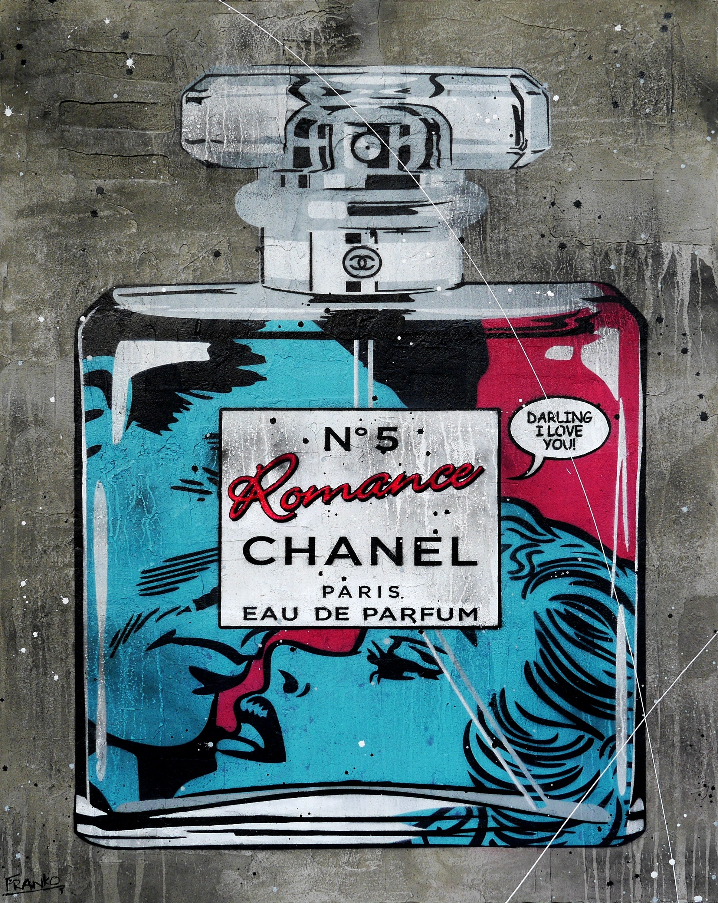 Romance in Paris 120cm x 150cm Perfume Concrete Textured Urban Pop Art Painting