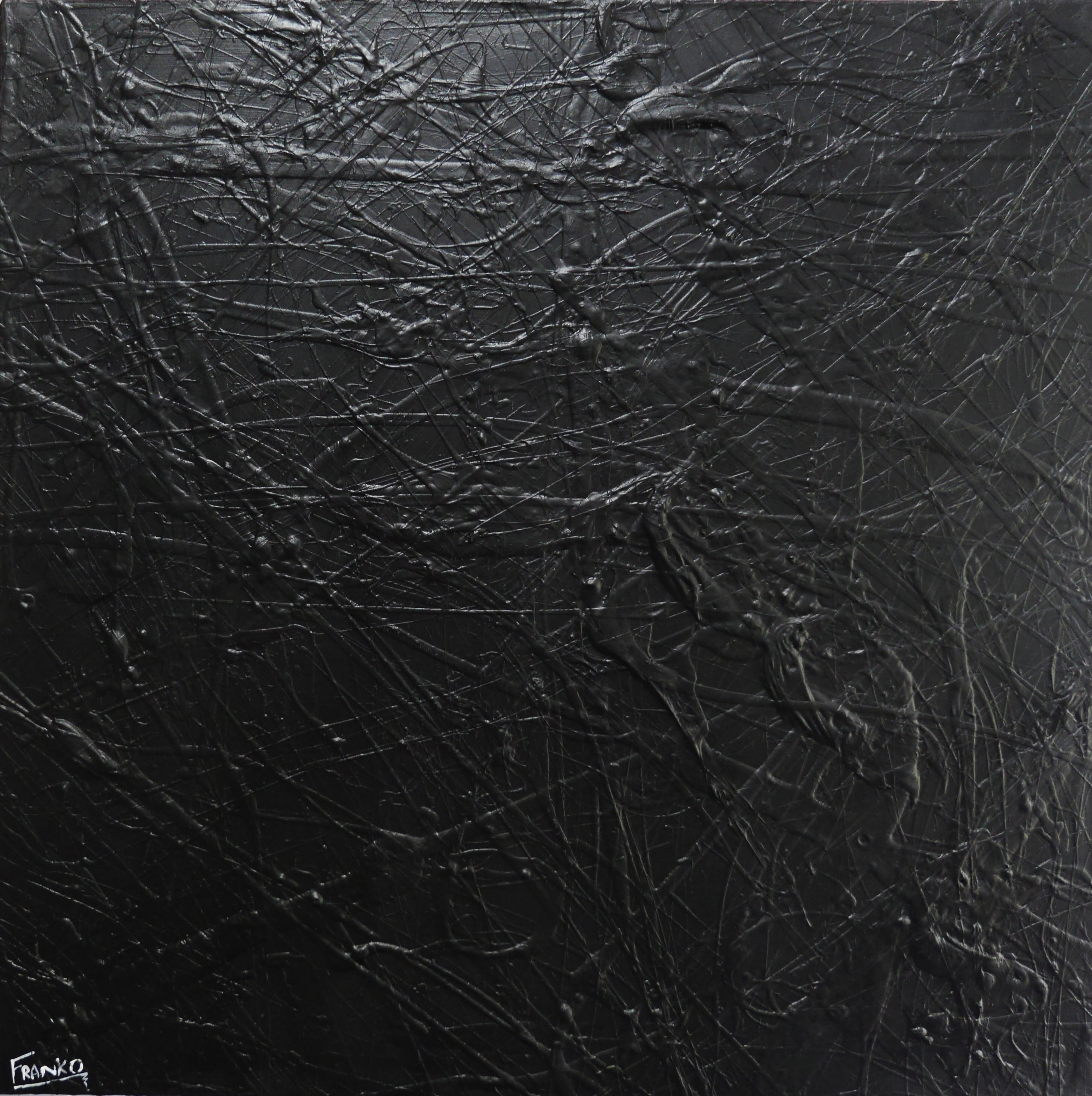 Wicked Nero 120cm x 120cm Black Textured Abstract Painting