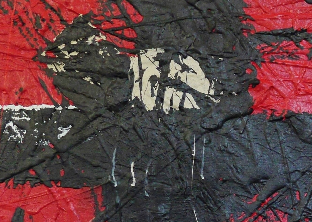 Red Rocket 160cm x 100cm Red Black and White Textured Abstract Painting