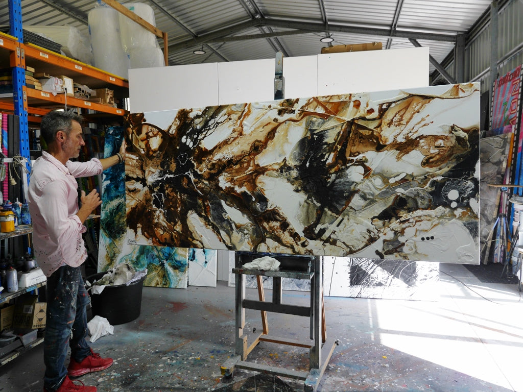 Neutral Oxide 240cm x 100cm Rust White Black Textured Abstract Painting