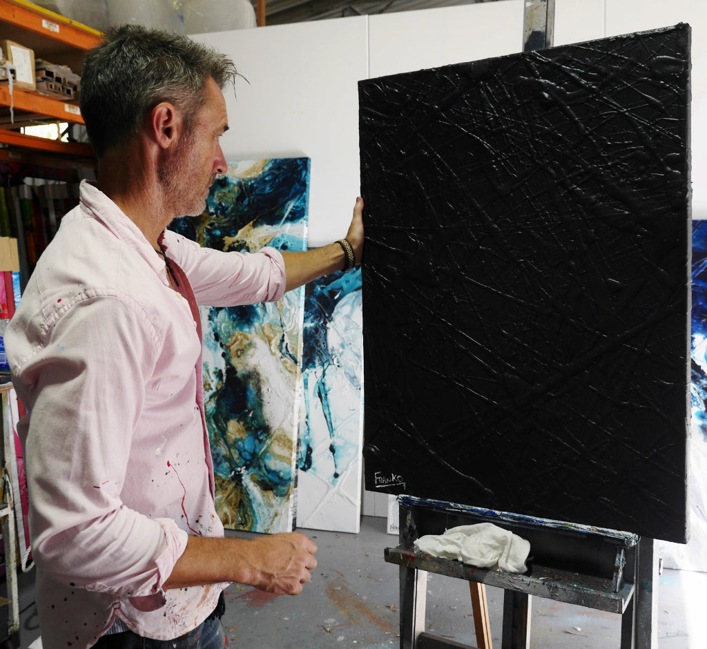 Little Wicked 75cm x 100cm Black Textured Abstract Painting