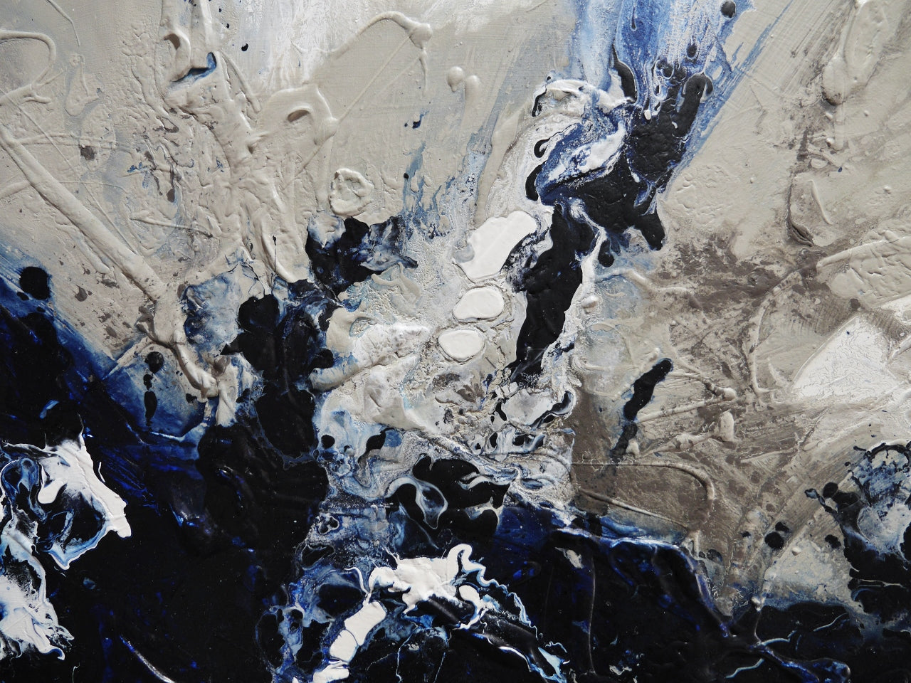 Deep Denim 190cm x 100cm Blue Textured Abstract Painting