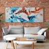 Rock and Ice 200cm x 80cm Blue Oxide White Textured Abstract Painting (SOLD)-Abstract-Franko-[Franko]-[huge_art]-[Australia]-Franklin Art Studio