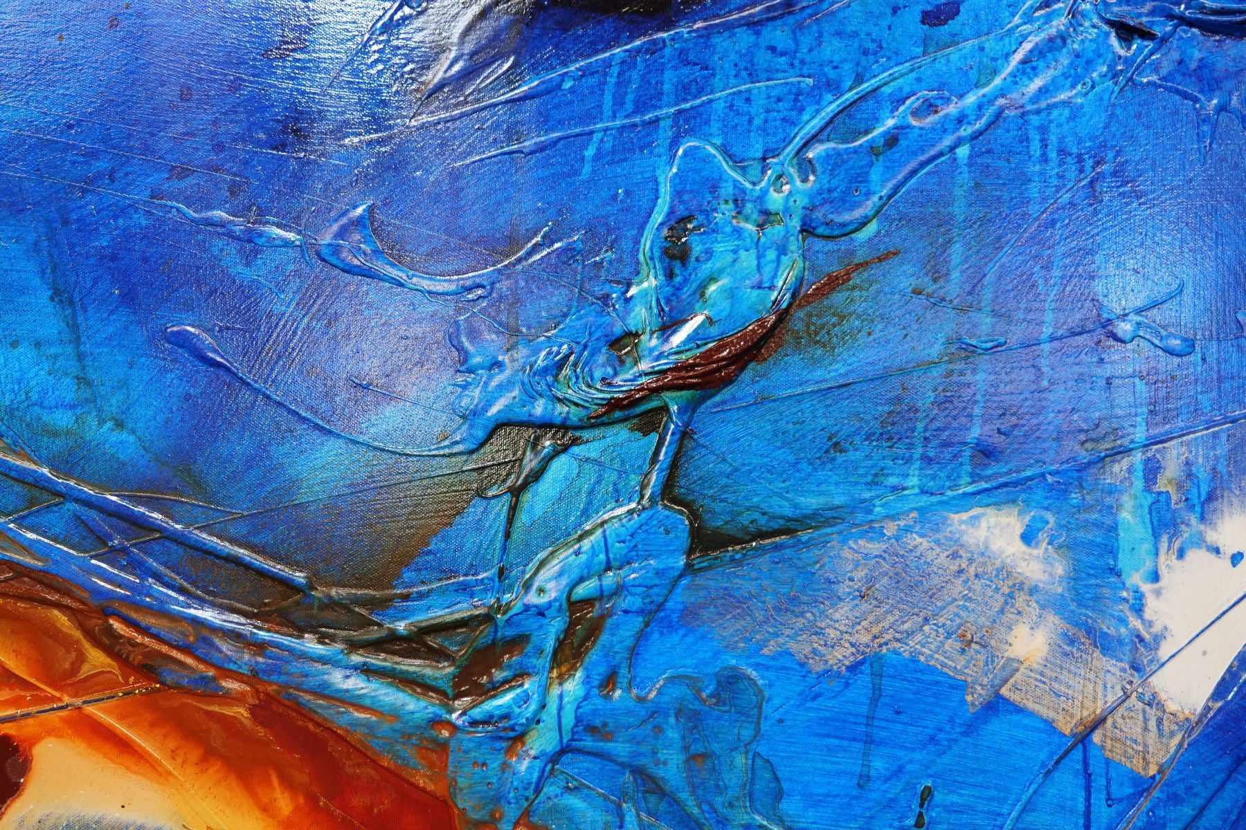 Rusted Blue Sugar 240cm x 120cm Blue Brown Textured Abstract Painting (SOLD)