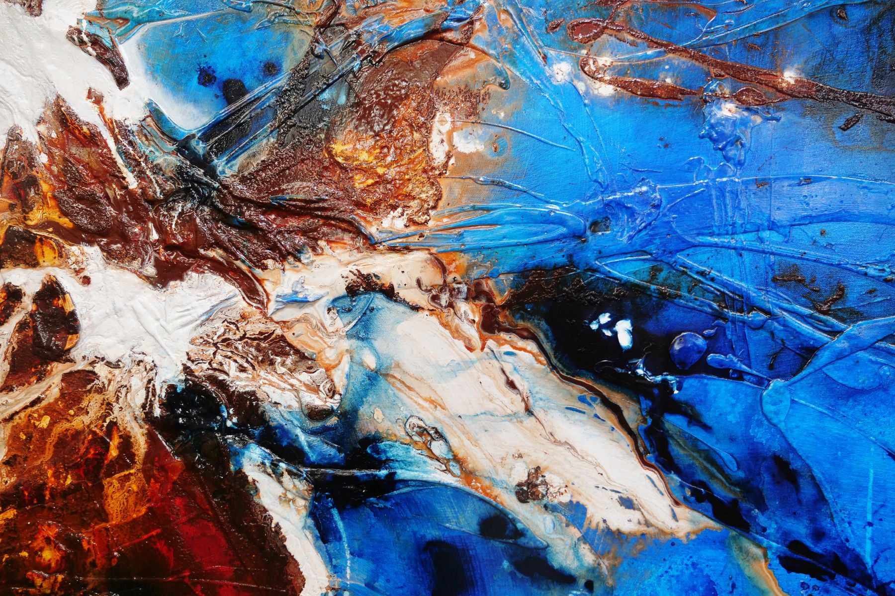 Rusted Blue Sugar 240cm x 120cm Blue Brown Textured Abstract Painting (SOLD)