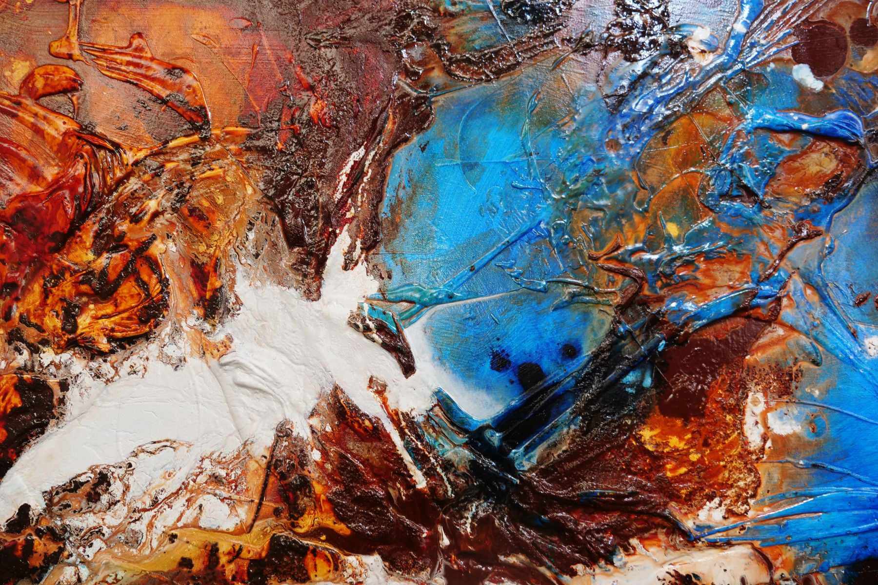 Rusted Blue Sugar 240cm x 120cm Blue Brown Textured Abstract Painting (SOLD)