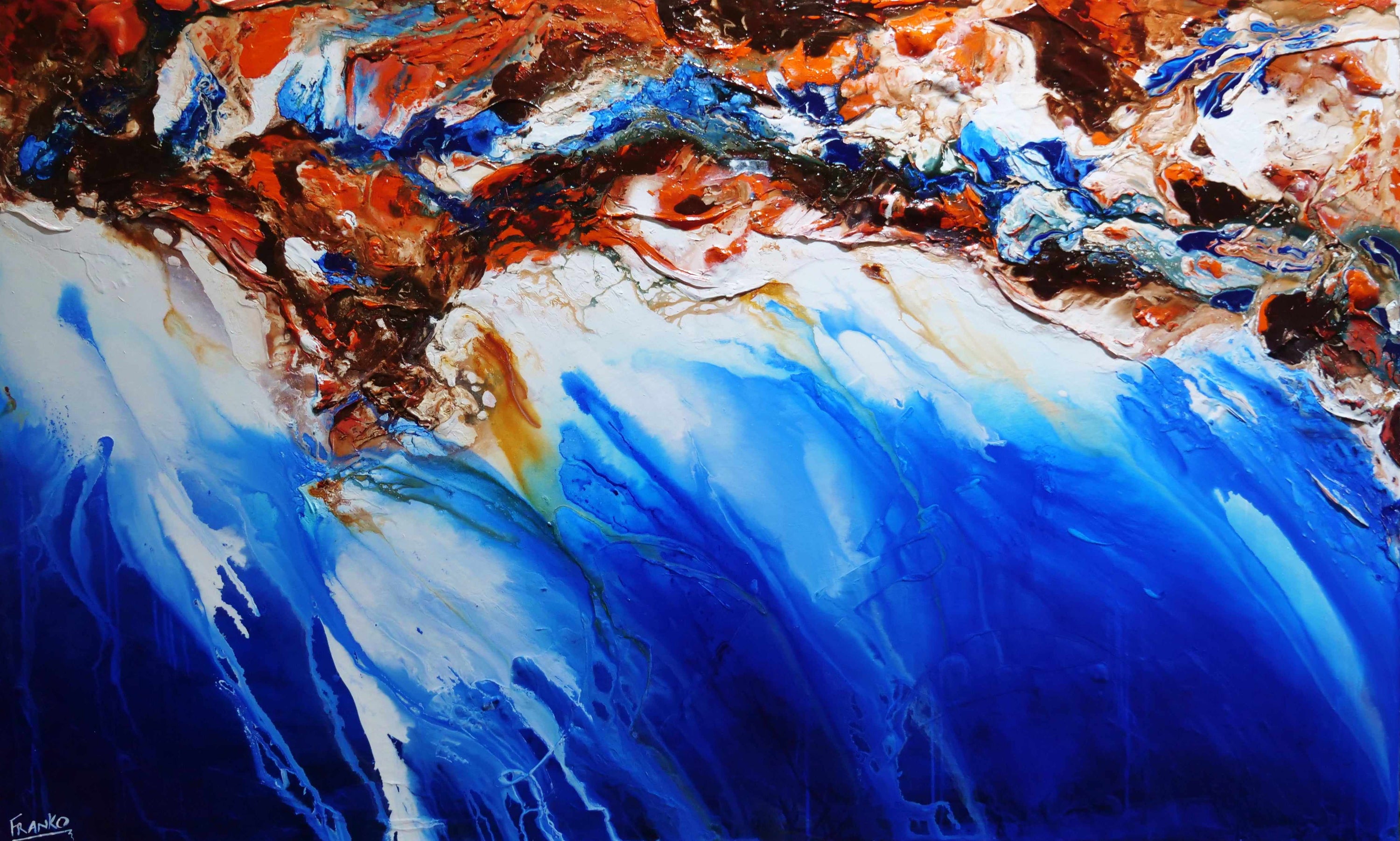 Rusted Oxide Coast 200cm x 120cm Blue Orange Textured Abstract Painting (SOLD)-Abstract-Franko-[Franko]-[Australia_Art]-[Art_Lovers_Australia]-Franklin Art Studio