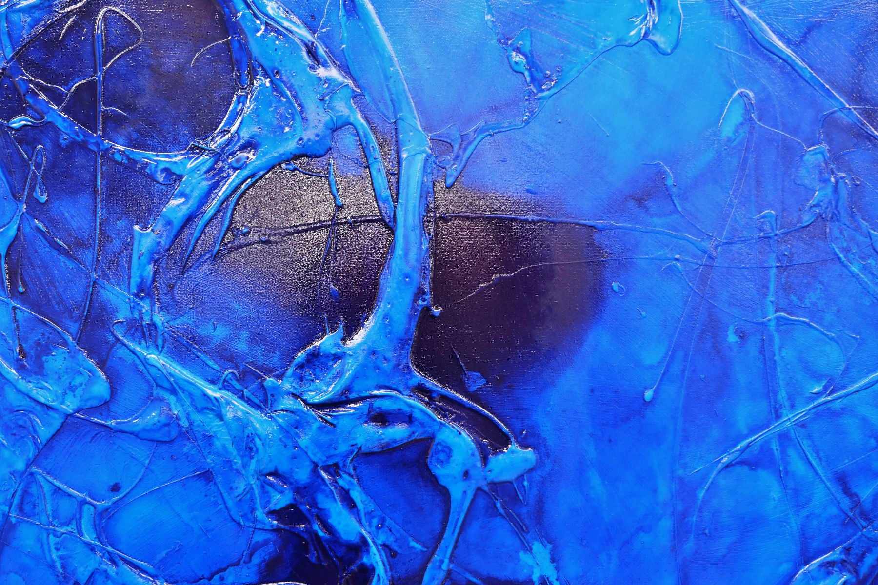 Sapphire Icon 190cm x 100cm Blue Ink Textured Abstract Painting (SOLD)