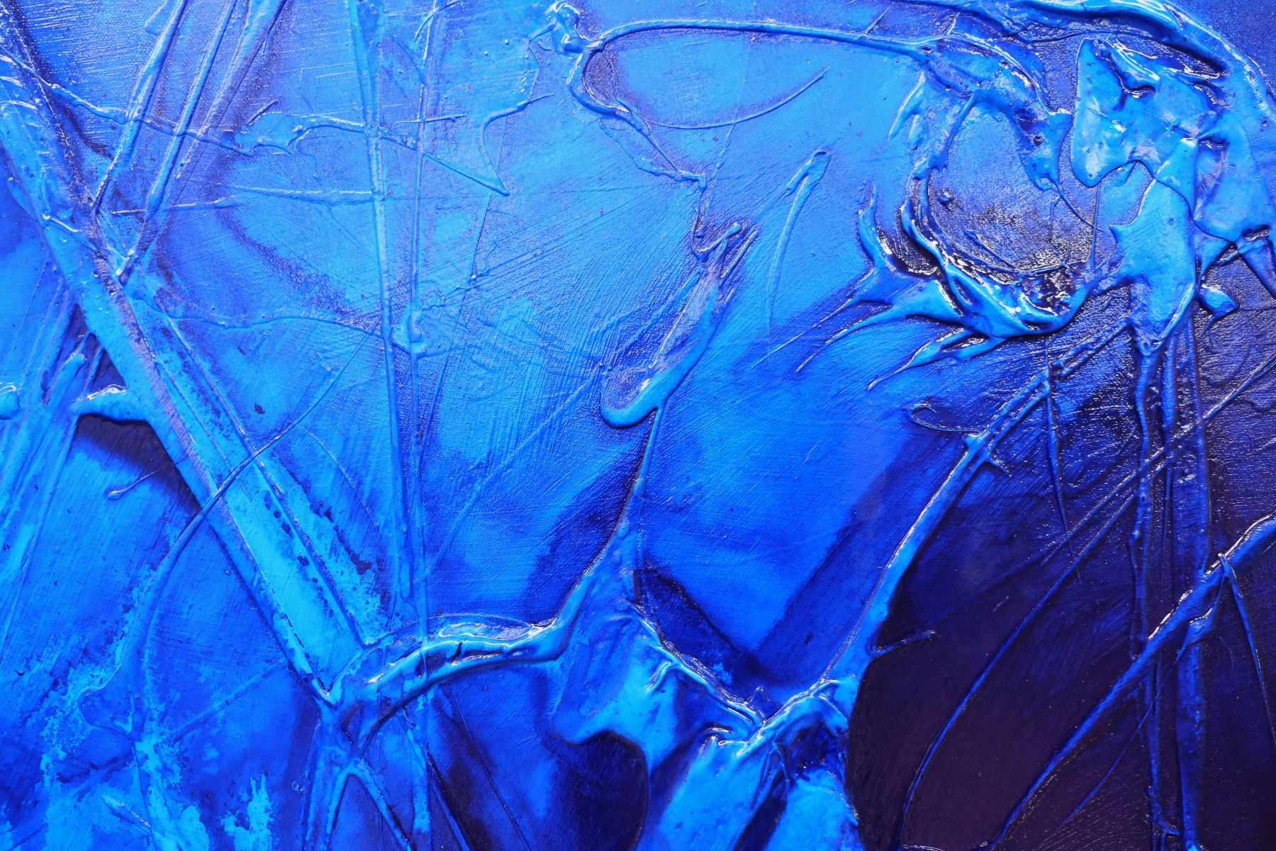 Sapphire Icon 190cm x 100cm Blue Ink Textured Abstract Painting (SOLD)