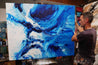 Sapphire Spell 120cm x 150cm Blue White Textured Abstract Painting-Abstract-Franko-[franko_art]-[beautiful_Art]-[The_Block]-Franklin Art Studio