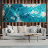 Southern Currents 240cm x 100cm Teal White Ink Textured Abstract Painting-Abstract-Franko-[franko_art]-[beautiful_Art]-[The_Block]-Franklin Art Studio