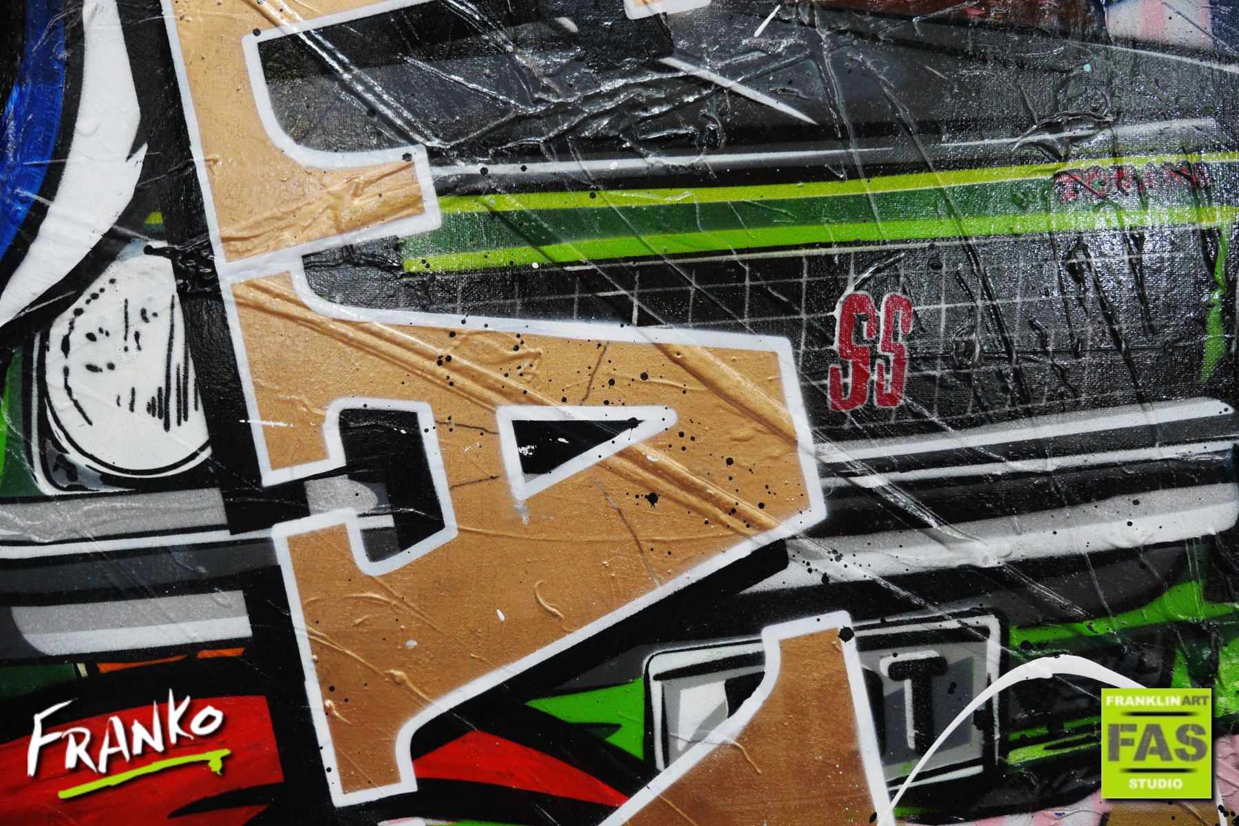 Speeding Speedy Speed 160cm x 100cm Speed Racer Textured Urban Pop Art Painting (SOLD)-urban pop-[Franko]-[Artist]-[Australia]-[Painting]-Franklin Art Studio