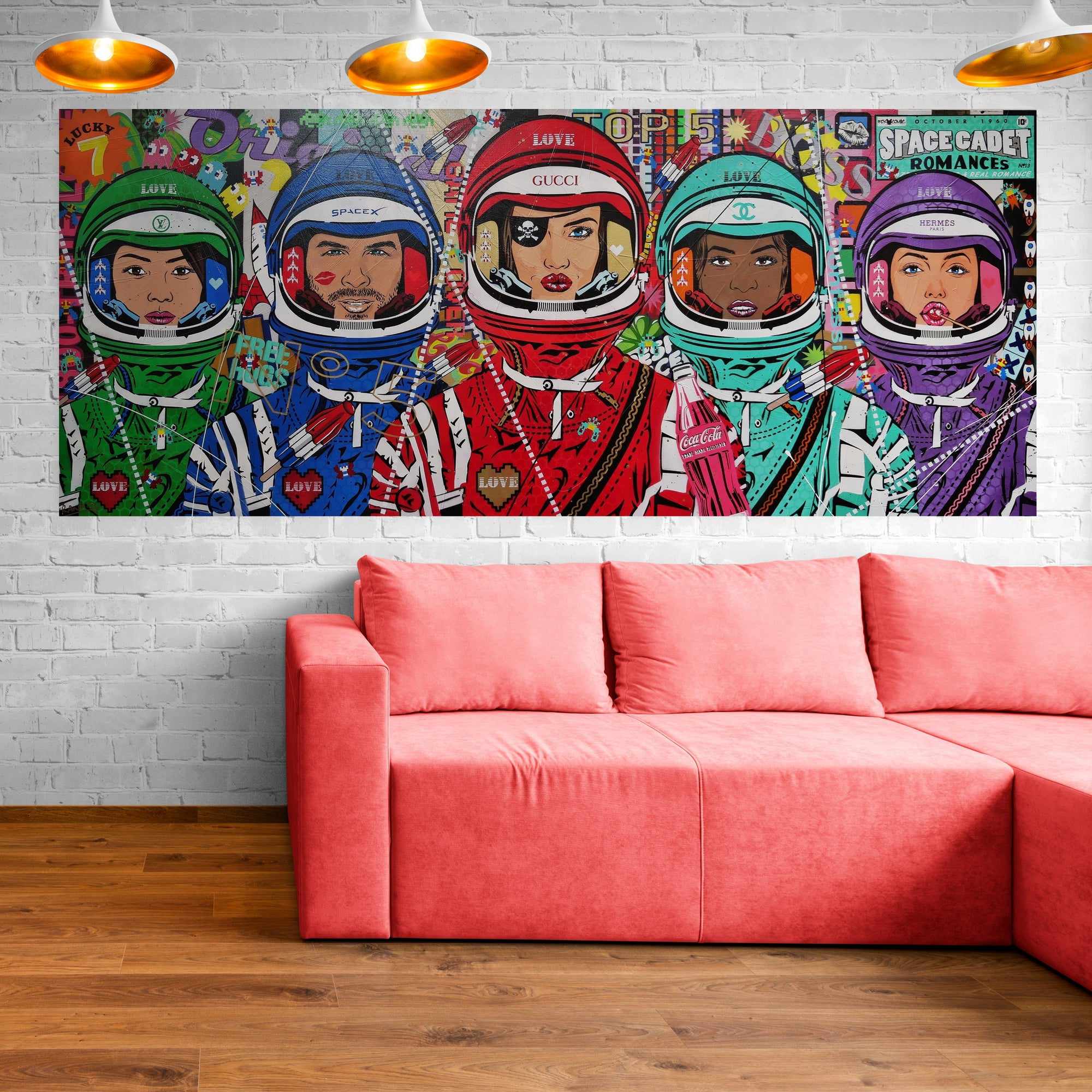 The 5th Element - Cadets 240cm x 100cm Space Cadet Textured Urban Pop Art Painting (SOLD)-Urban Pop Art-[Franko]-[Artist]-[Australia]-[Painting]-Franklin Art Studio